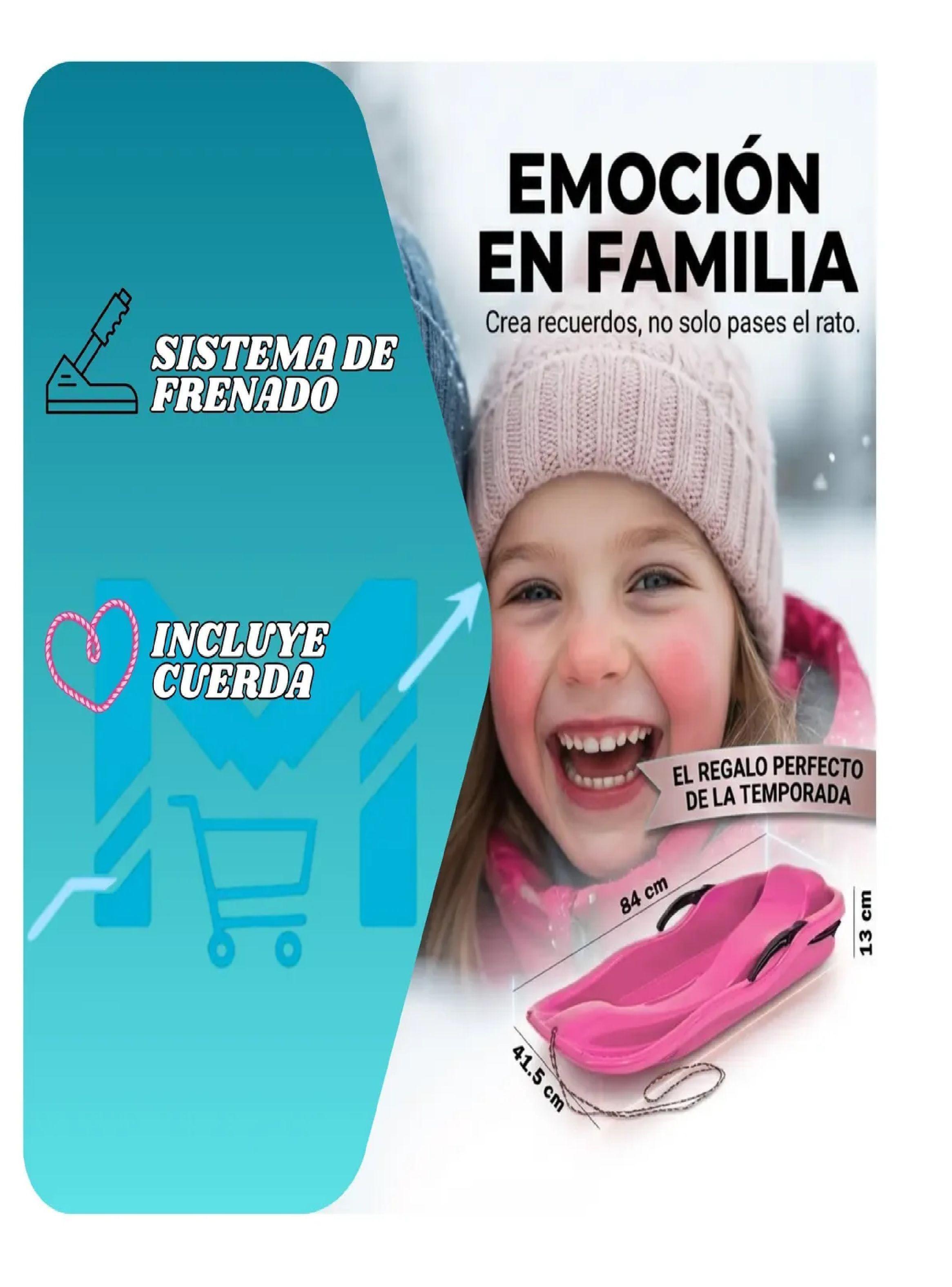 Trineo Para Nieve Reforzado Con Frenos Adultos Y Ni os Rosa-5