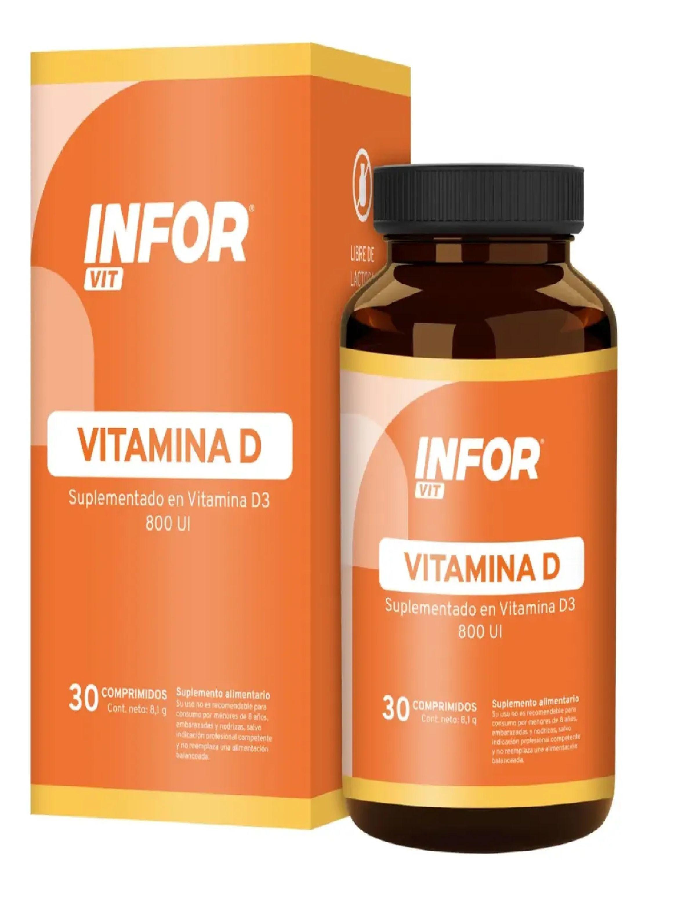 Vitamina D3 Inforvit 800 Ui 30 Comprimidos Defensas Y Huesos-0