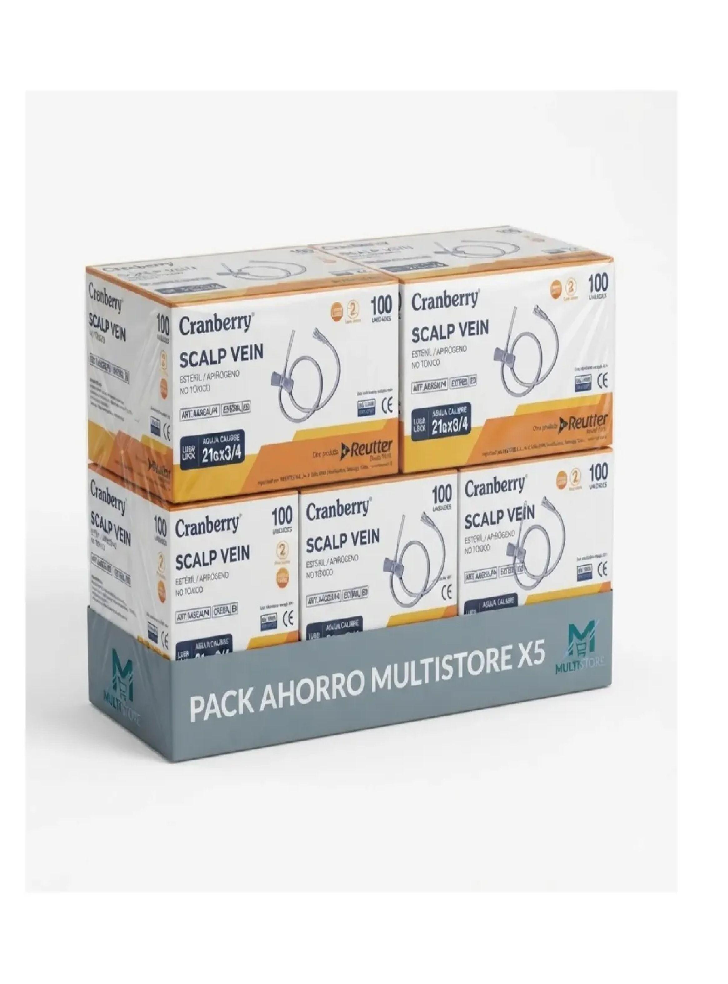 Aguja Mariposa 21g X Tres Cuartos Cranberry Scalp Vein Pack 500 Un-0