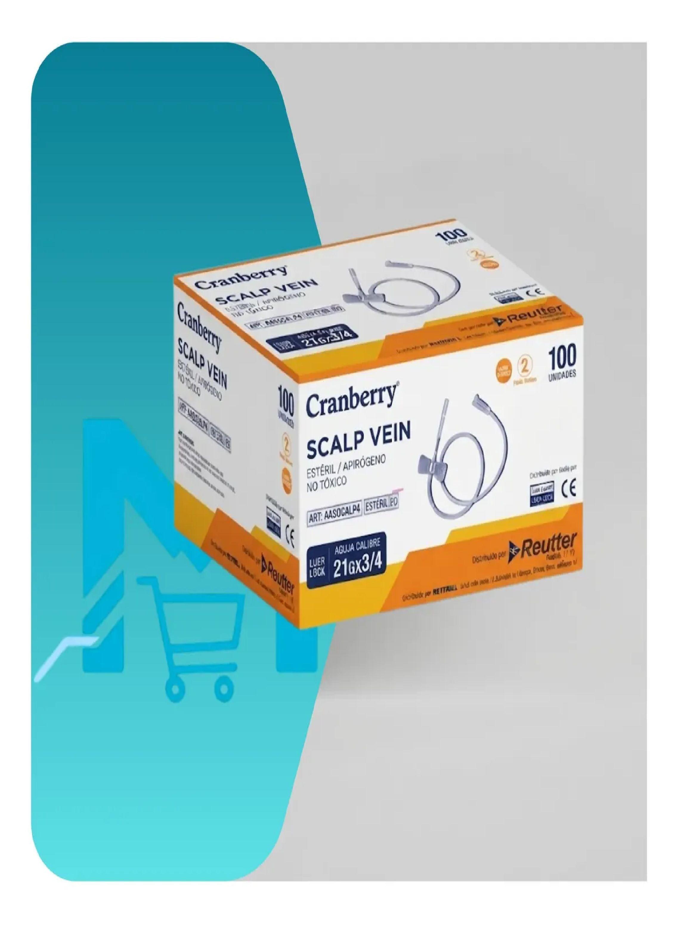 Aguja Mariposa 21g X Tres Cuartos Cranberry Scalp Vein Pack 500 Un-3