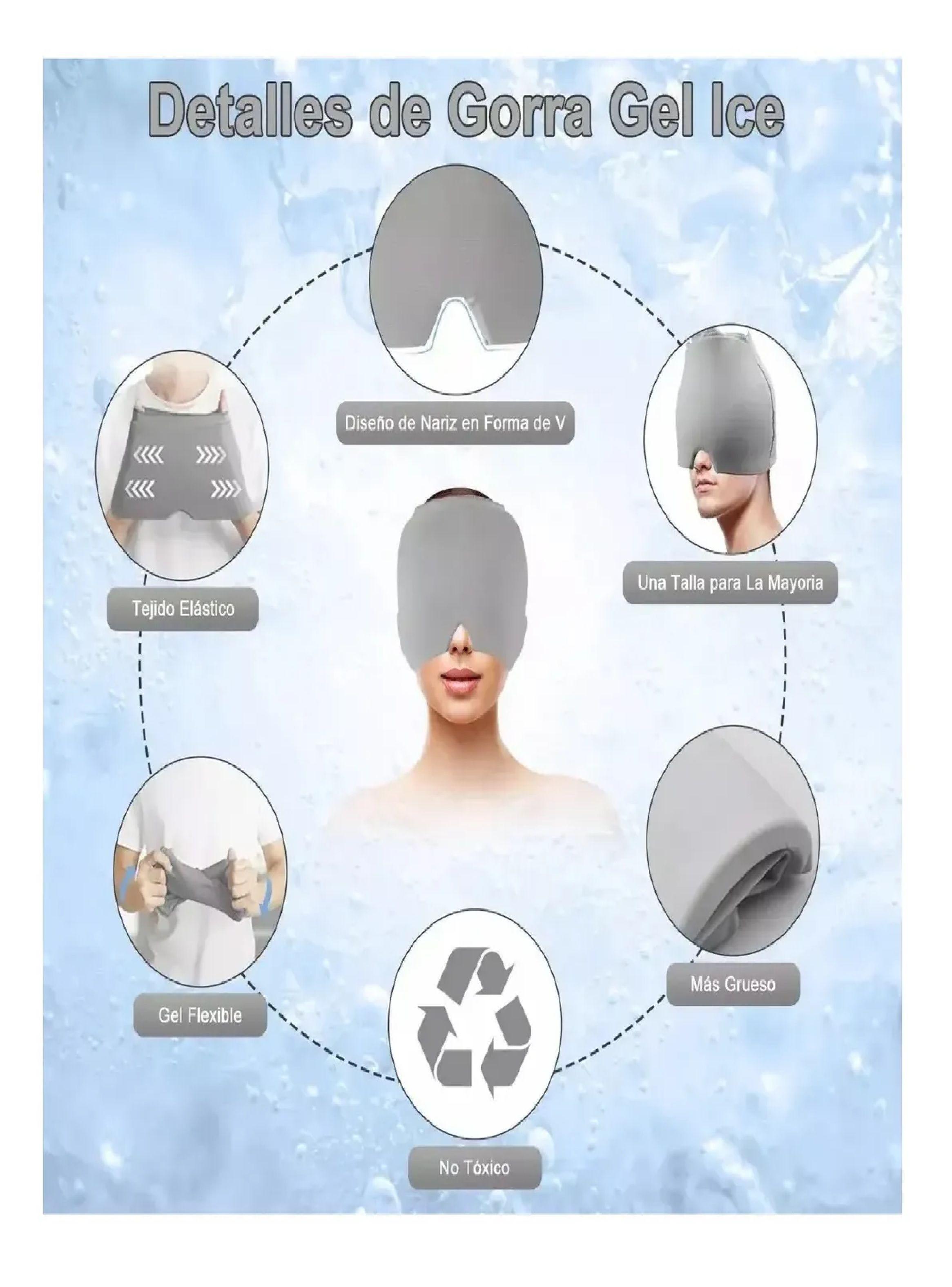 Pack X5 Gorro Gel Alivio De Migraña Frio Calor Color Gris-4