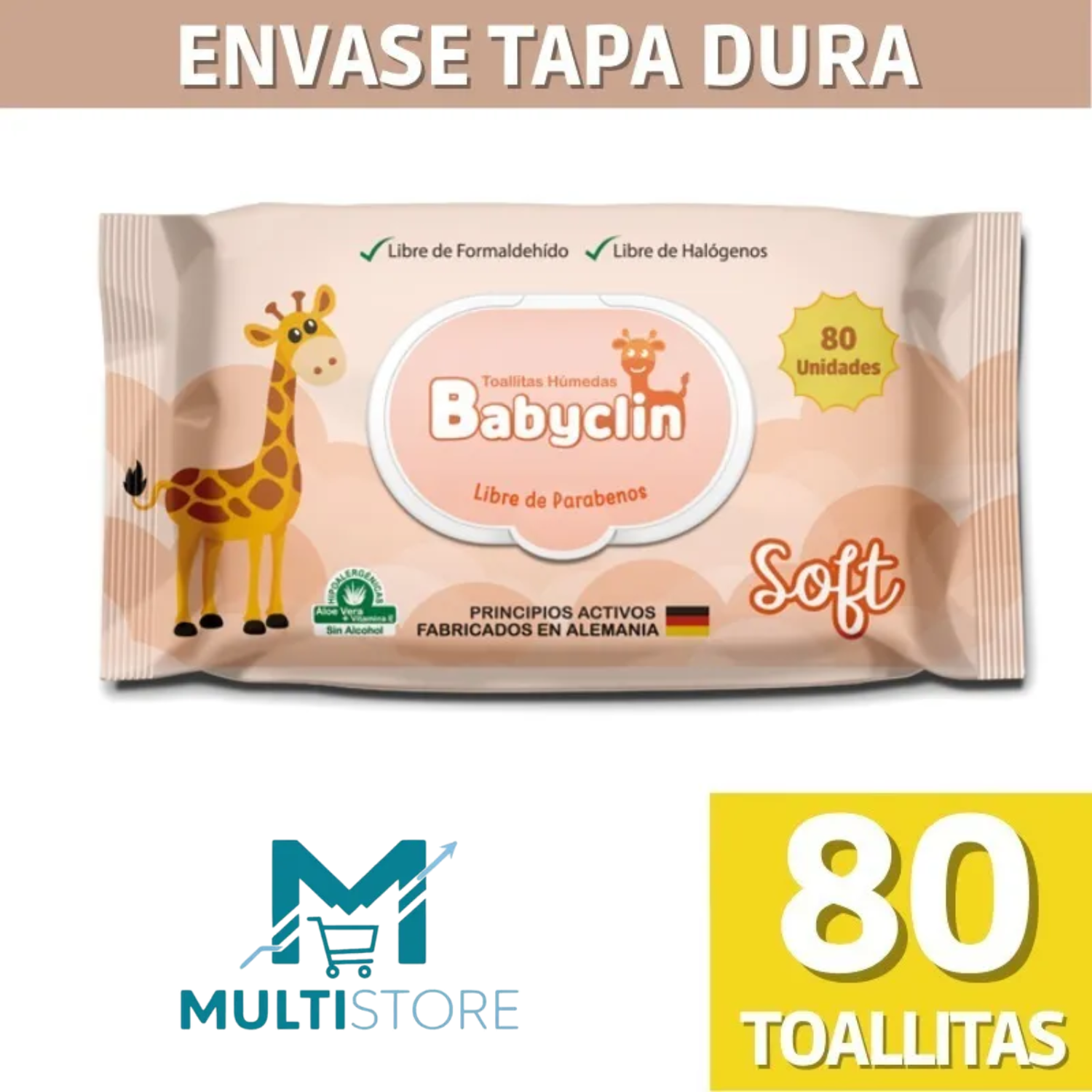 Toallas Humedas Babyclin Soft X80 Hipoalergenicas Aloe Vera-1