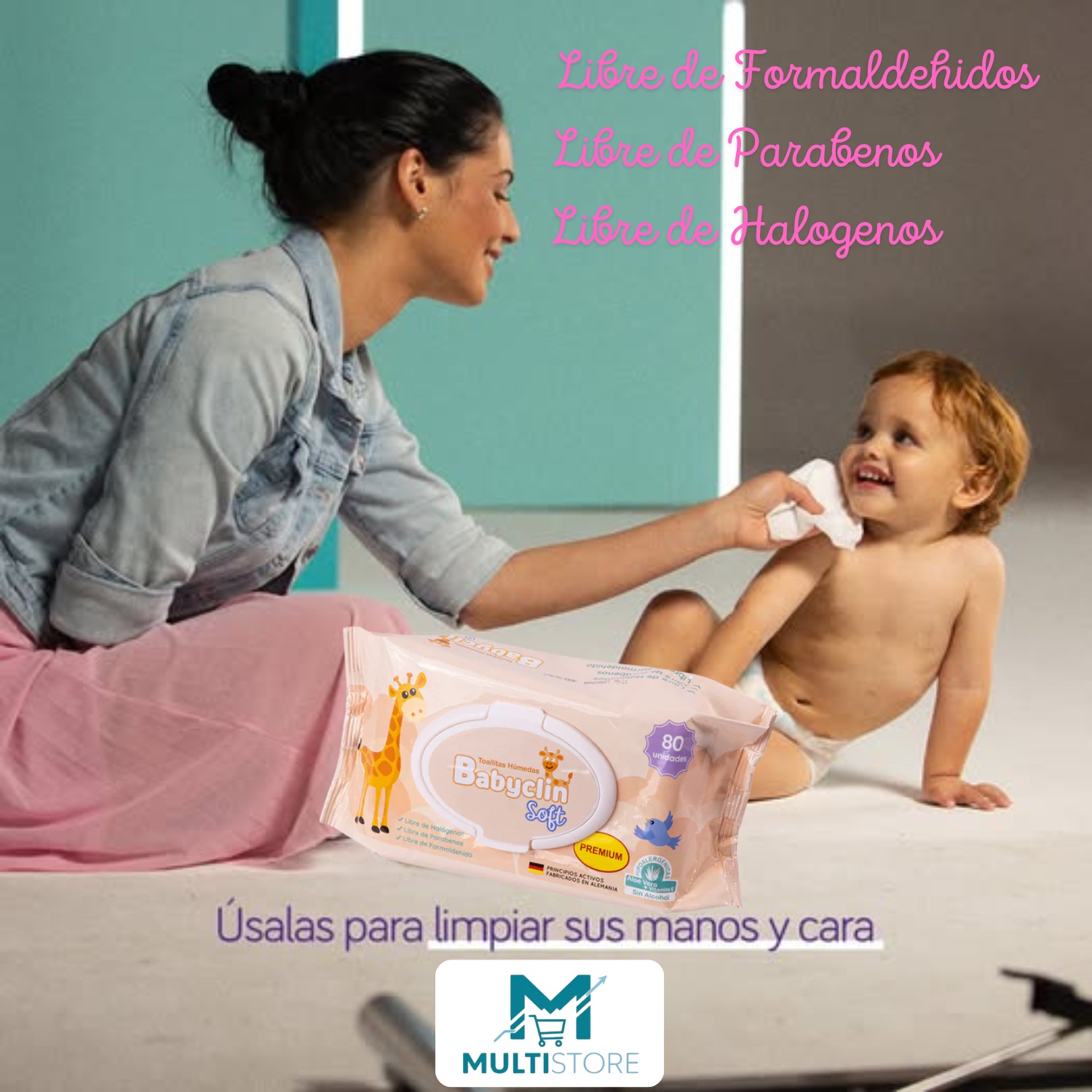 Toallas Humedas Babyclin Soft X80 Hipoalergenicas Aloe Vera-2