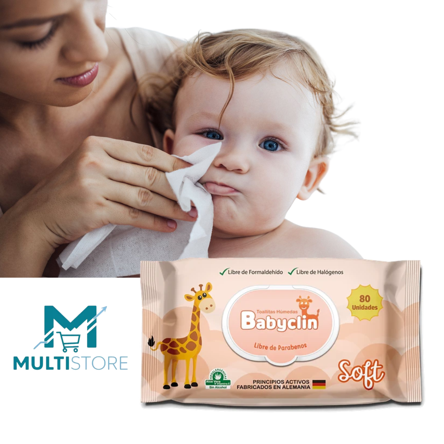 Toallas Humedas Babyclin Soft X80 Hipoalergenicas Aloe Vera-3