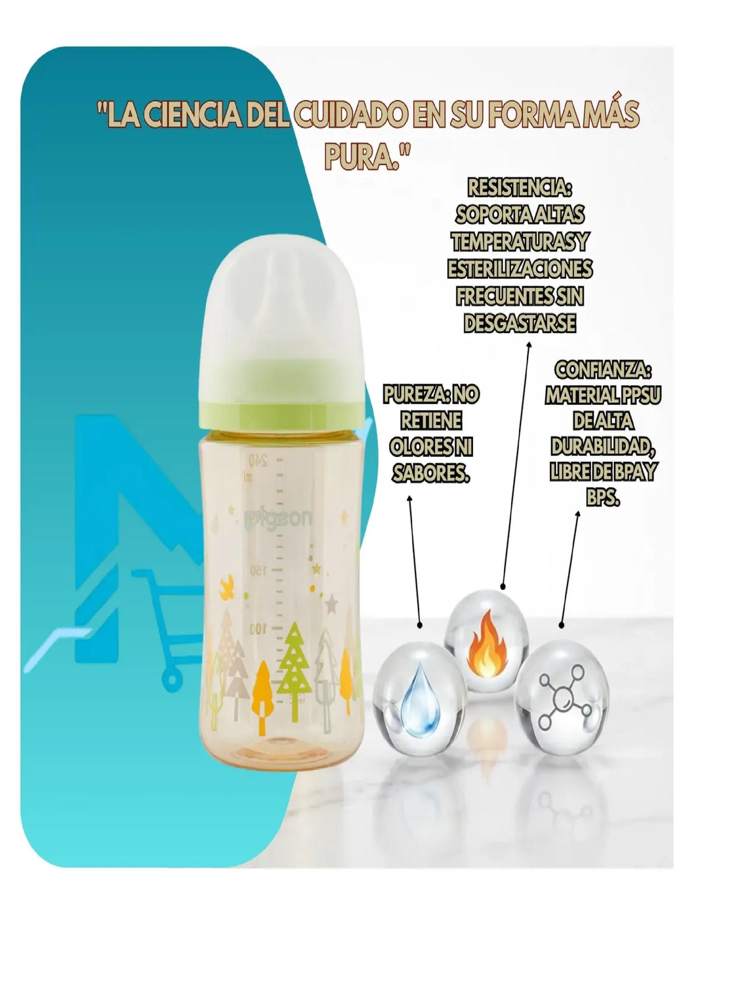 Biberon mamadera Softouch Pigeon Ppsu 240ml Anticolico Verde-3