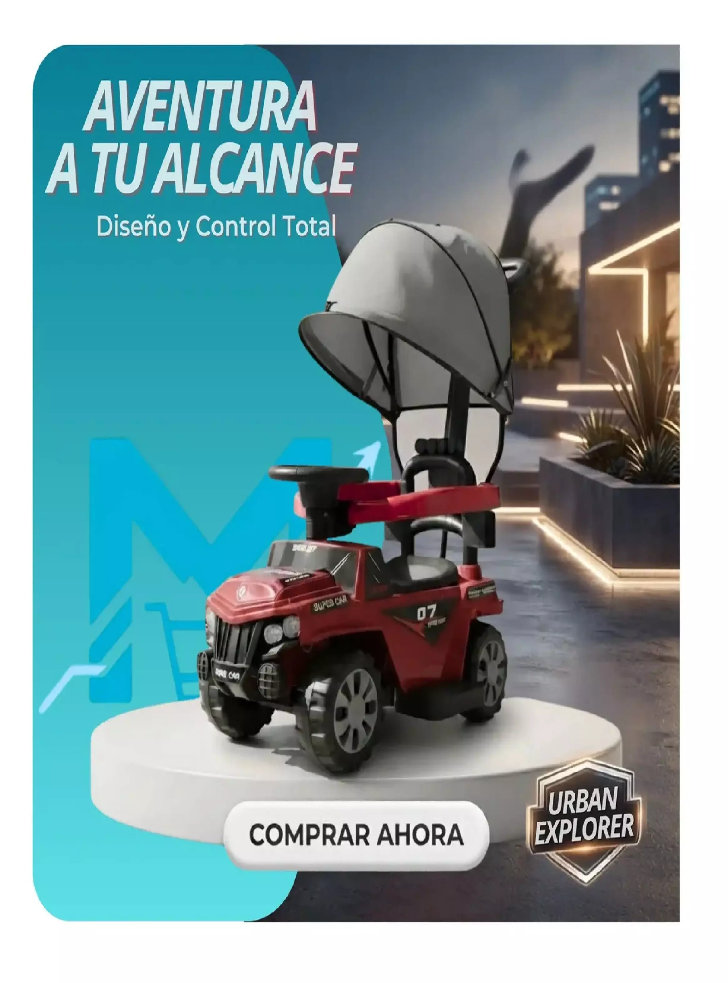 Carrito Montable Correpasillos Con Sombrilla Luces Y Sonido-5