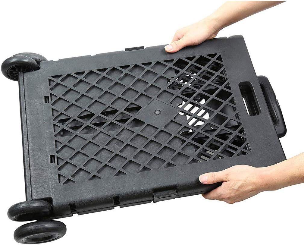 Carrito De Compras Plegable 4 Ruedas Hasta 30kg Multiuso Negro-4