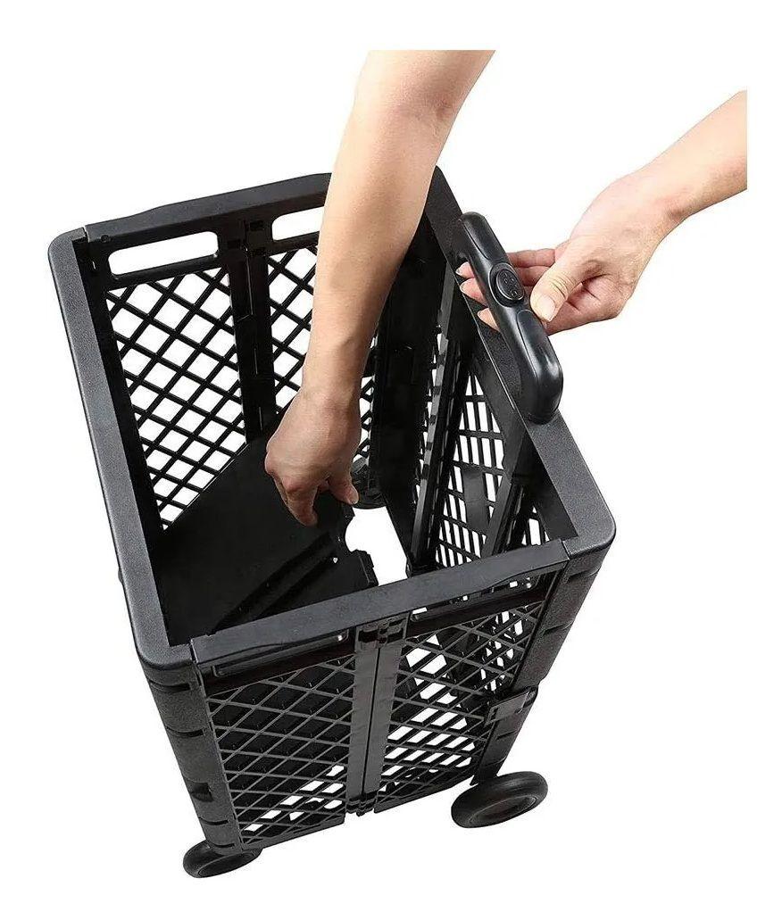 Carrito De Compras Plegable 4 Ruedas Hasta 30kg Multiuso Negro-5