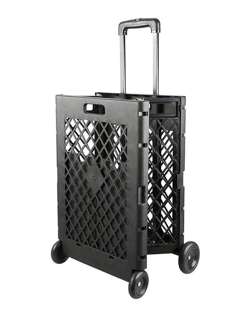 Carrito De Compras Plegable 4 Ruedas Hasta 30kg Multiuso Negro-7
