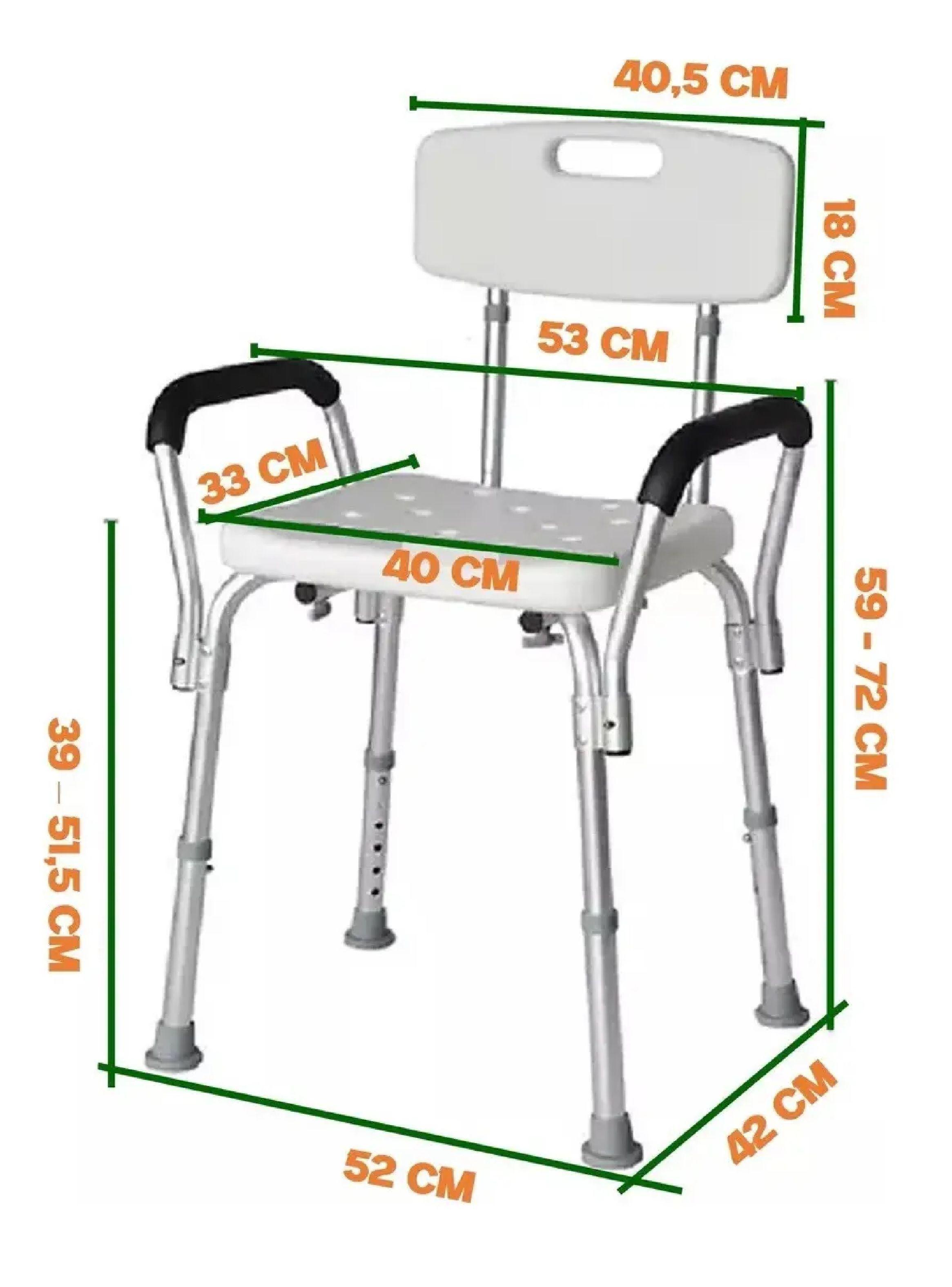 Silla Asiento Ducha Seguridad Con Respaldo Apoyabrazos Taumm-3