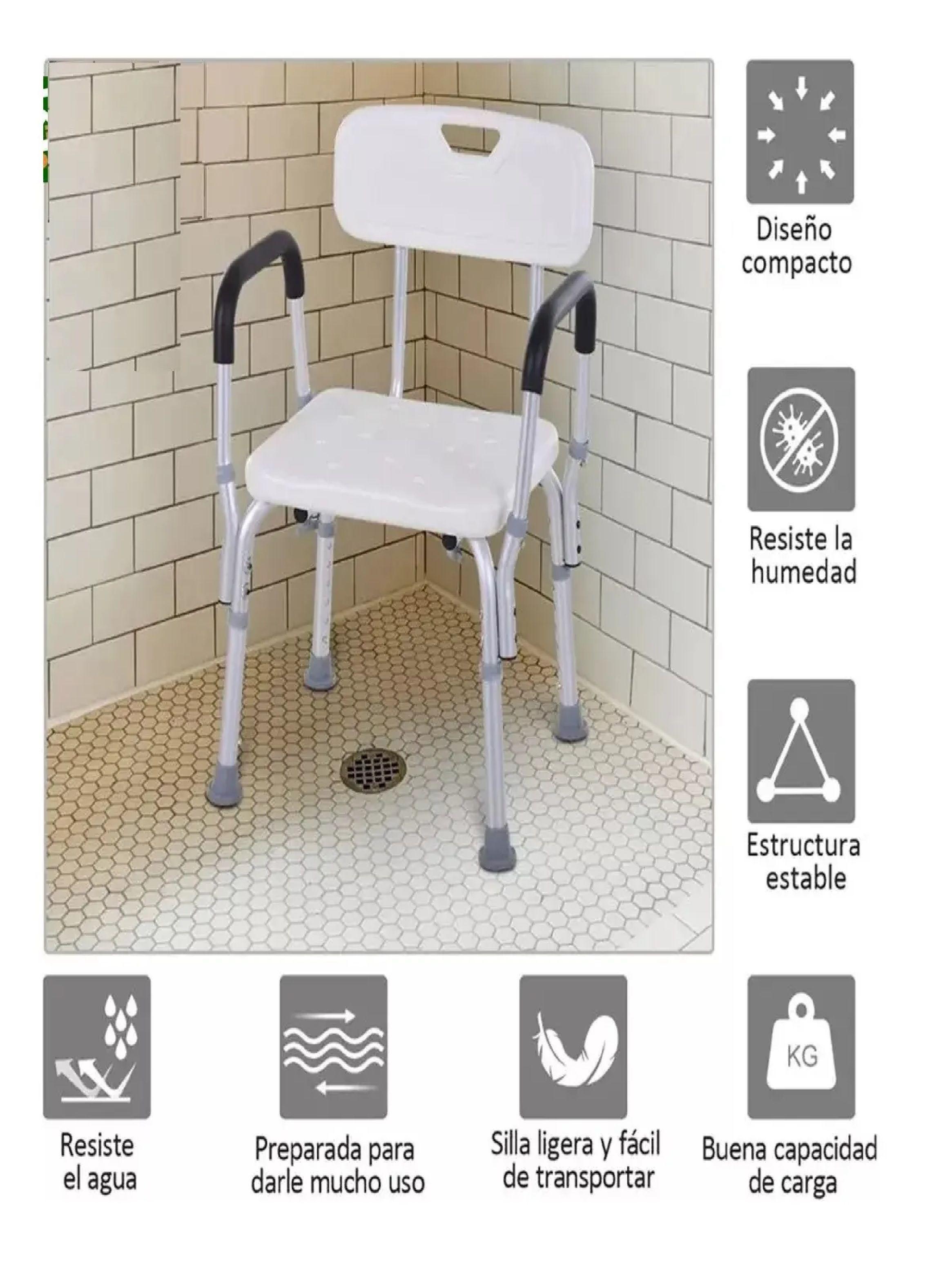 Silla Asiento Ducha Seguridad Con Respaldo Apoyabrazos Taumm-5