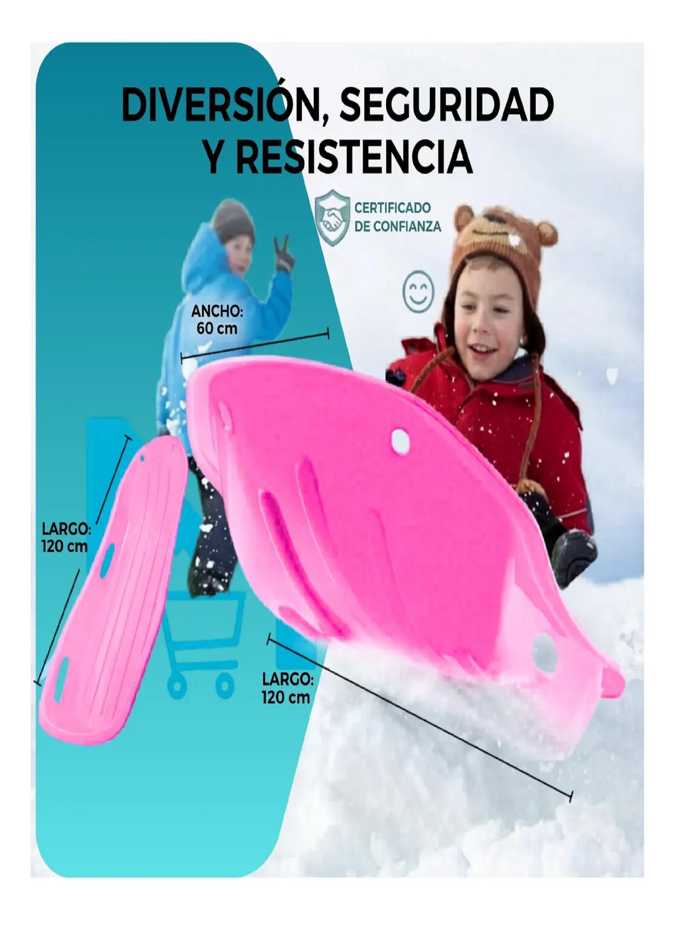Trineo Nieve Deslizador Infantil Adulto 2puestos 120 Cm Rosa-2