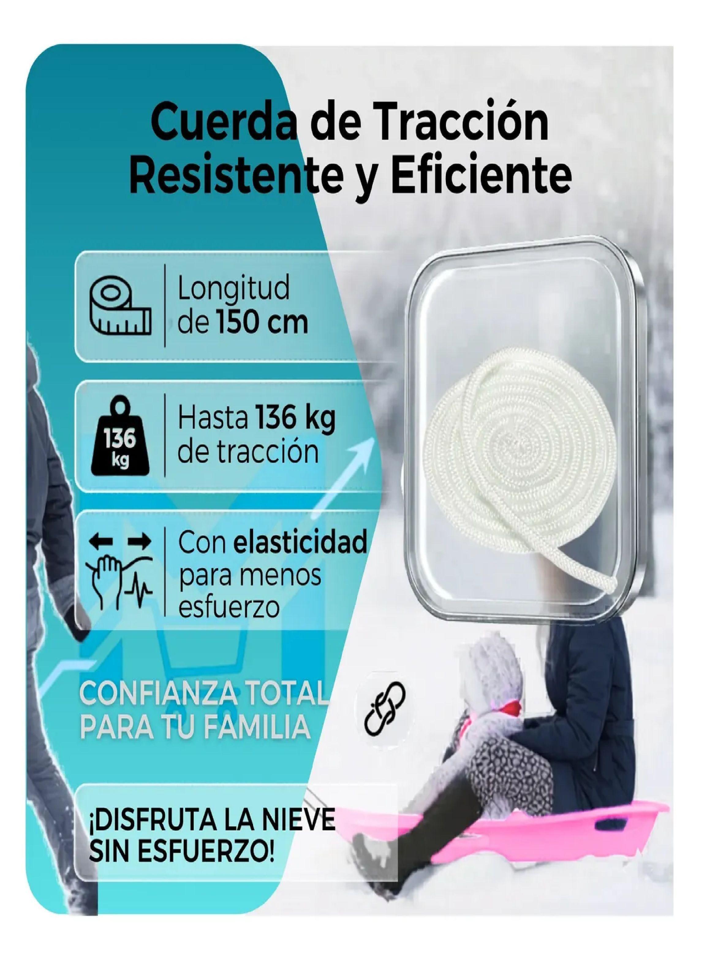 Trineo Nieve Deslizador Infantil Adulto 2puestos 120 Cm Rosa-3