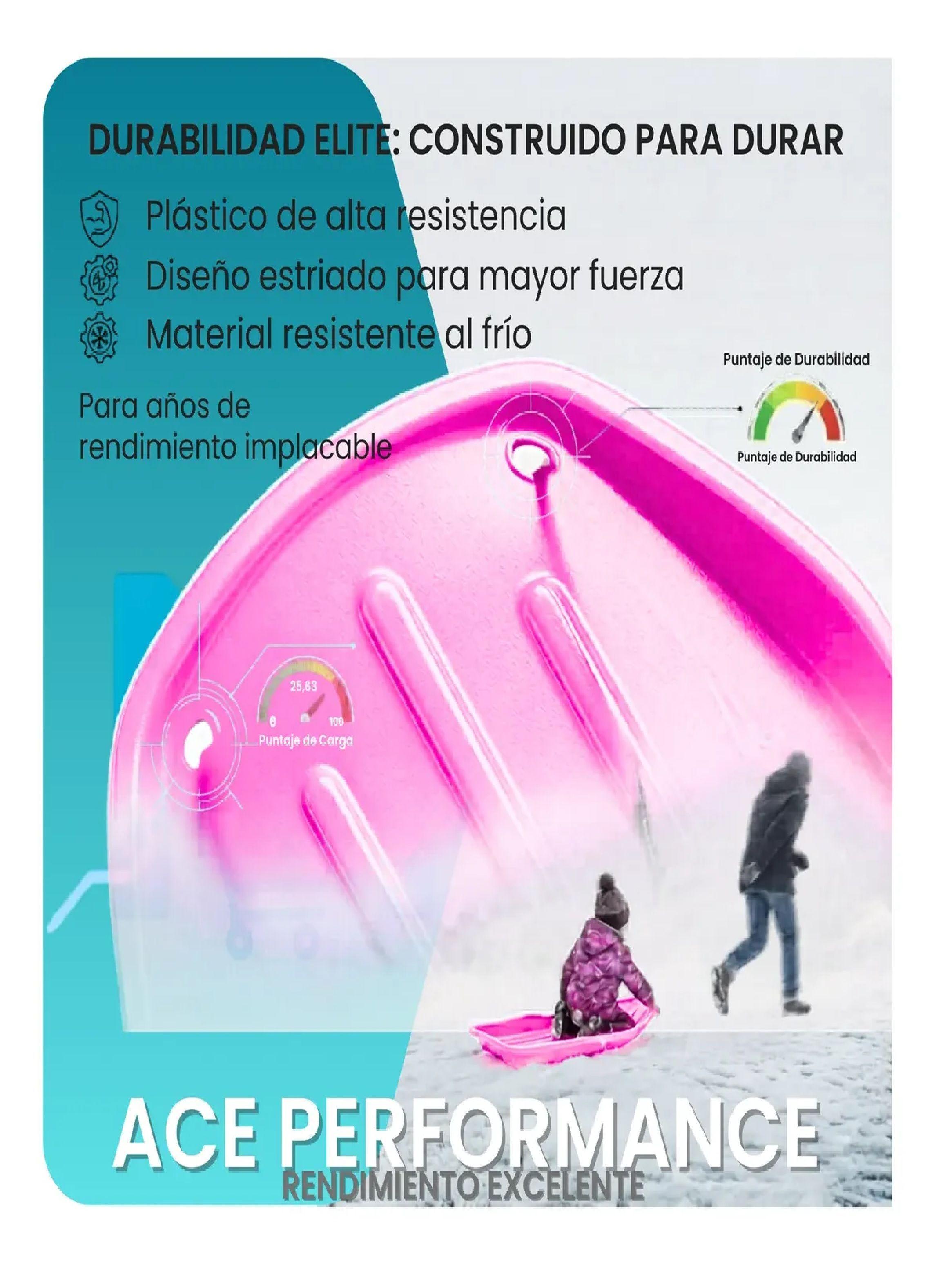 Trineo Nieve Deslizador Infantil Adulto 2puestos 120 Cm Rosa-4