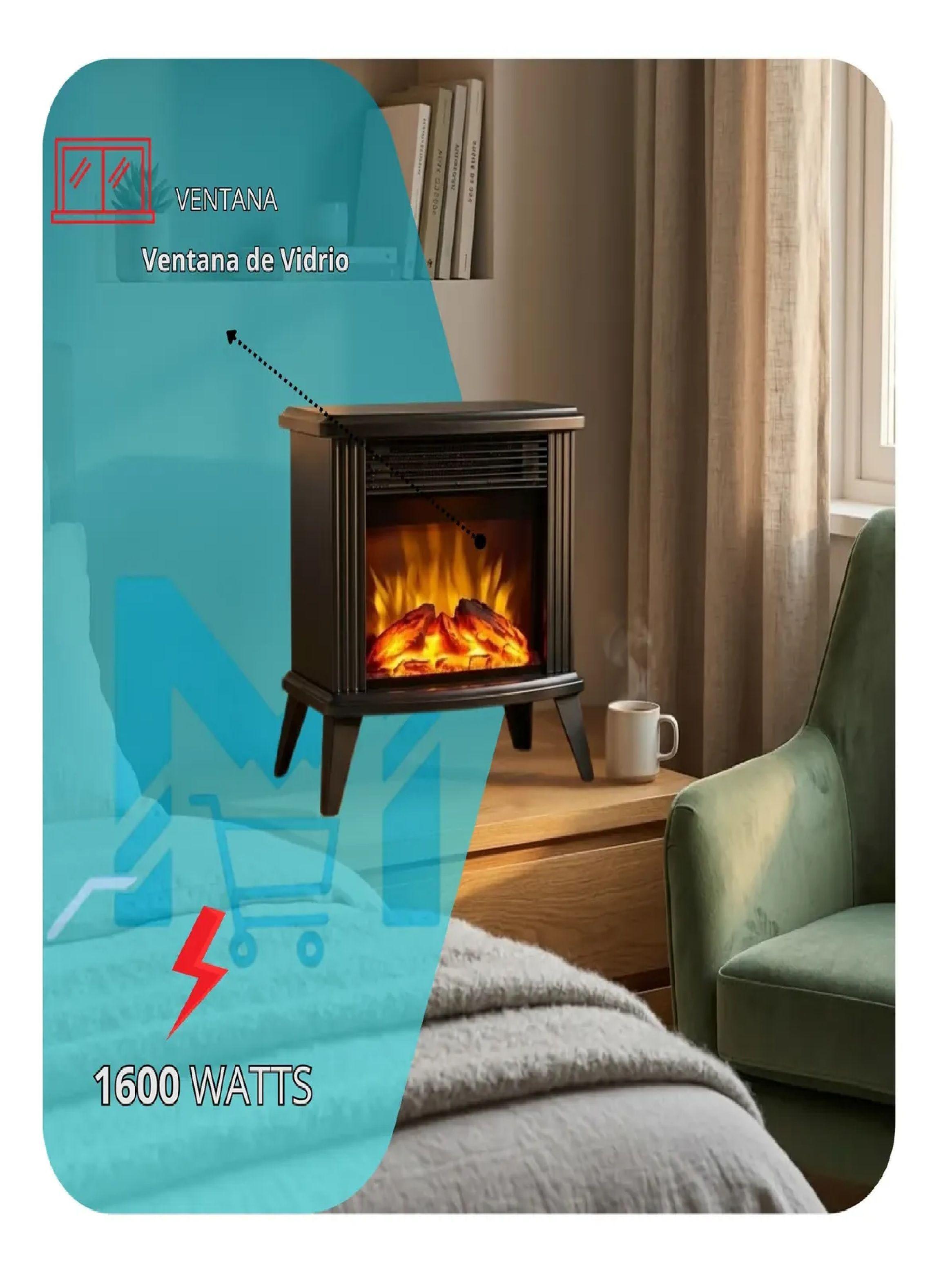 Estufa Chimenea Electrica Nex 1600w Efecto Llama Realista-2