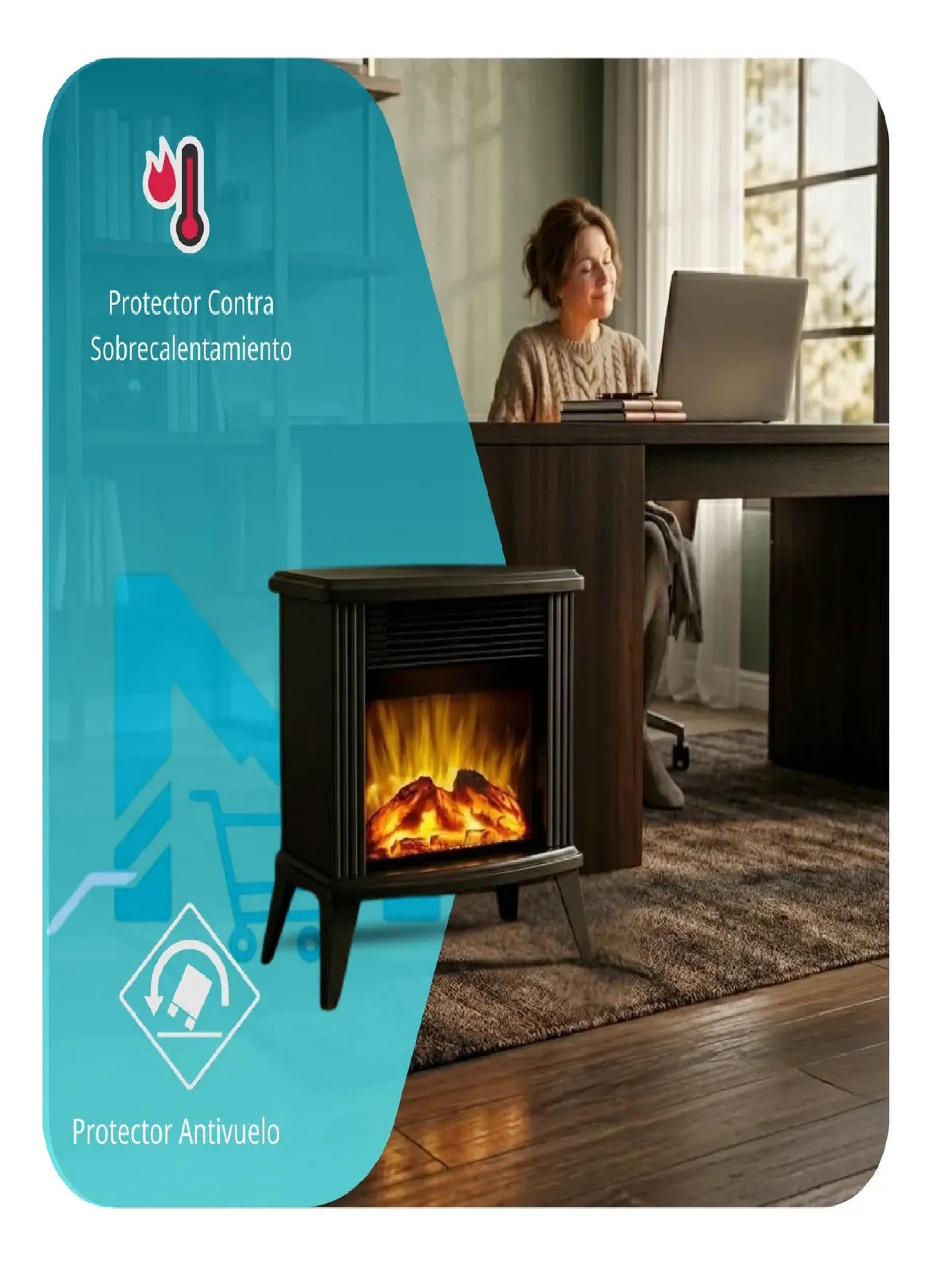 Estufa Chimenea Electrica Nex 1600w Efecto Llama Realista-3