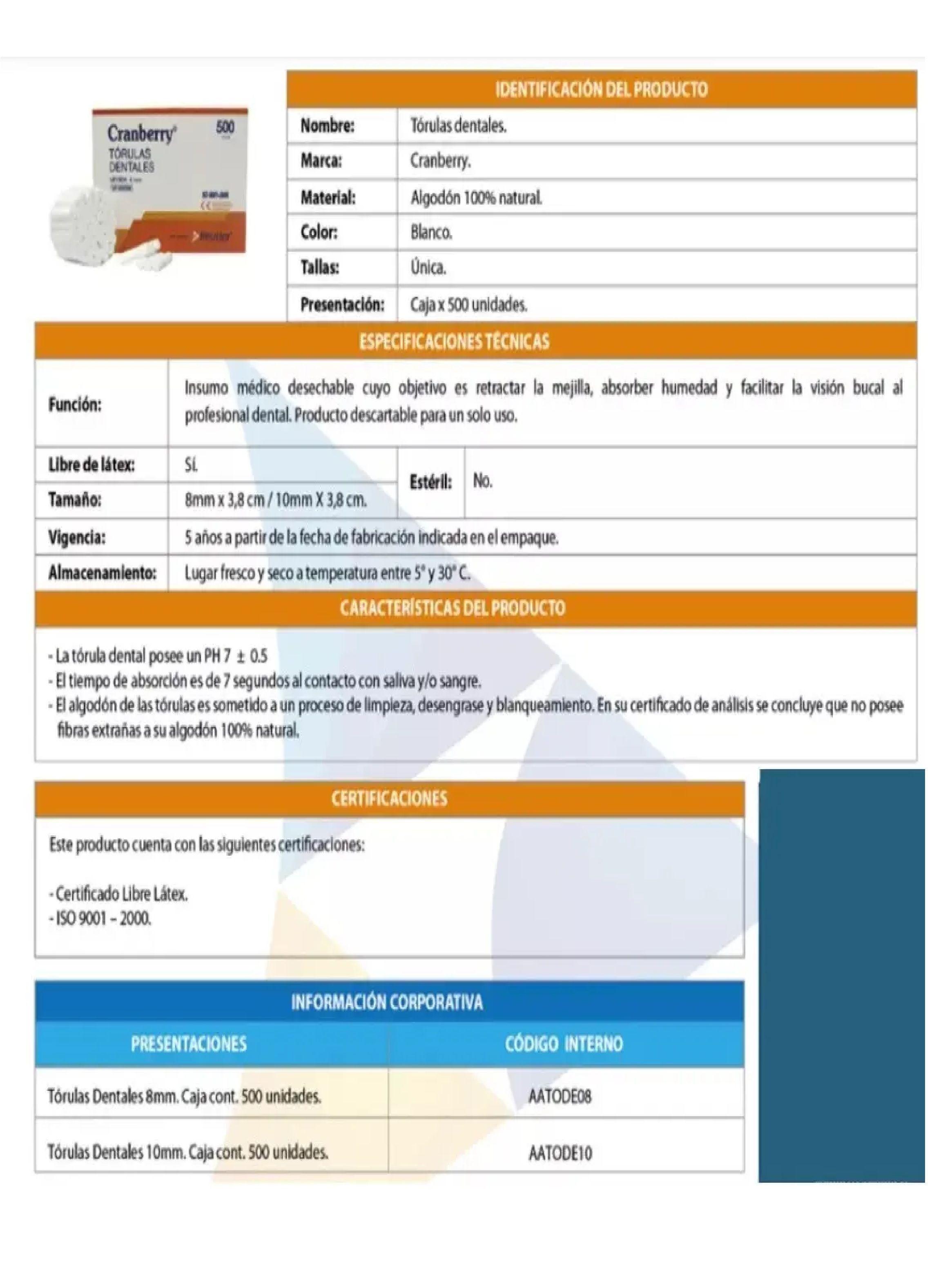 Torulas Dentales 8mm Cranberry Caja 500 Unidades Odontologia-2