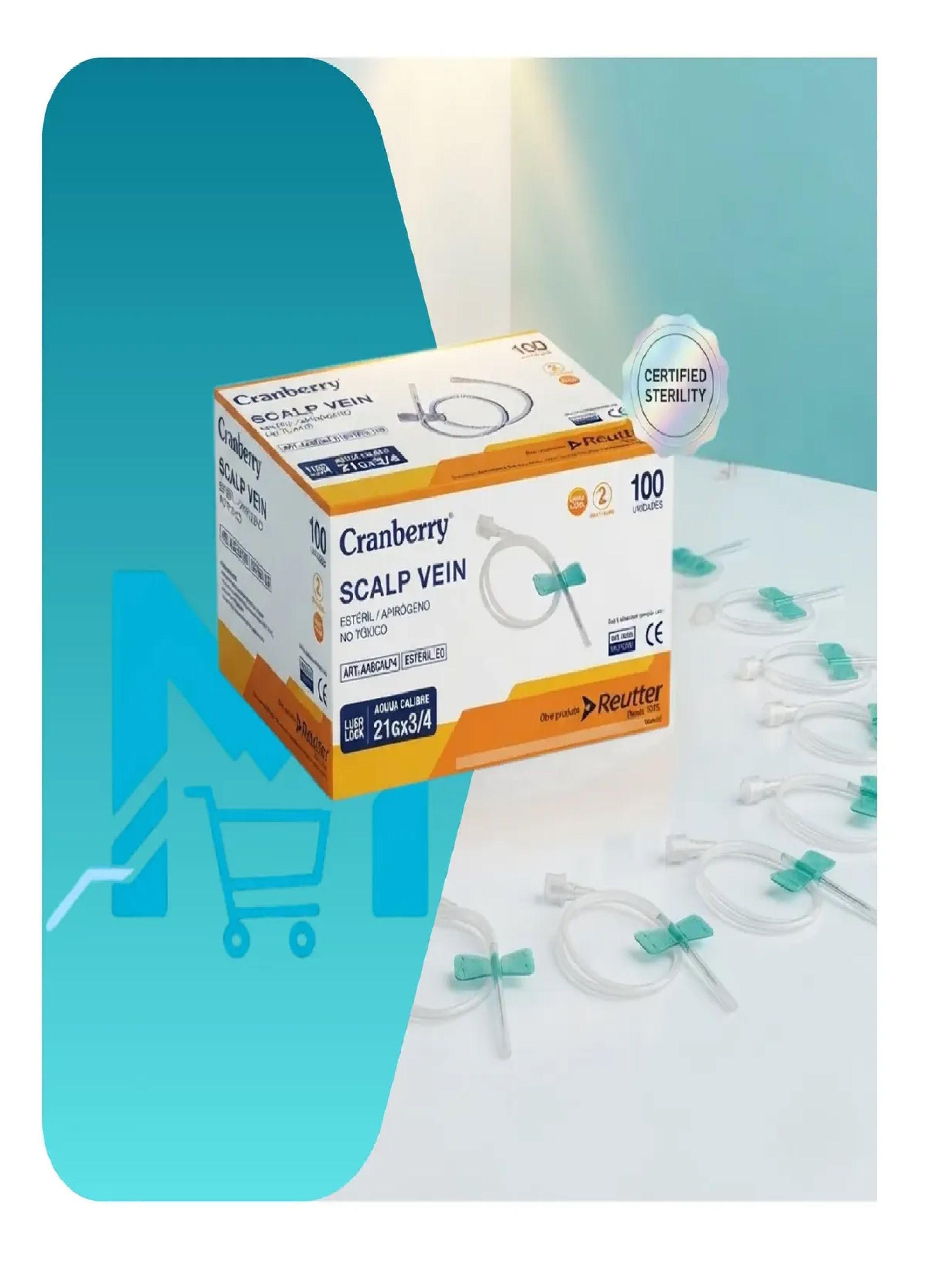 Aguja Mariposa 21g X Tres Cuartos Cranberry Scalp Vein Pack 300 Un-4