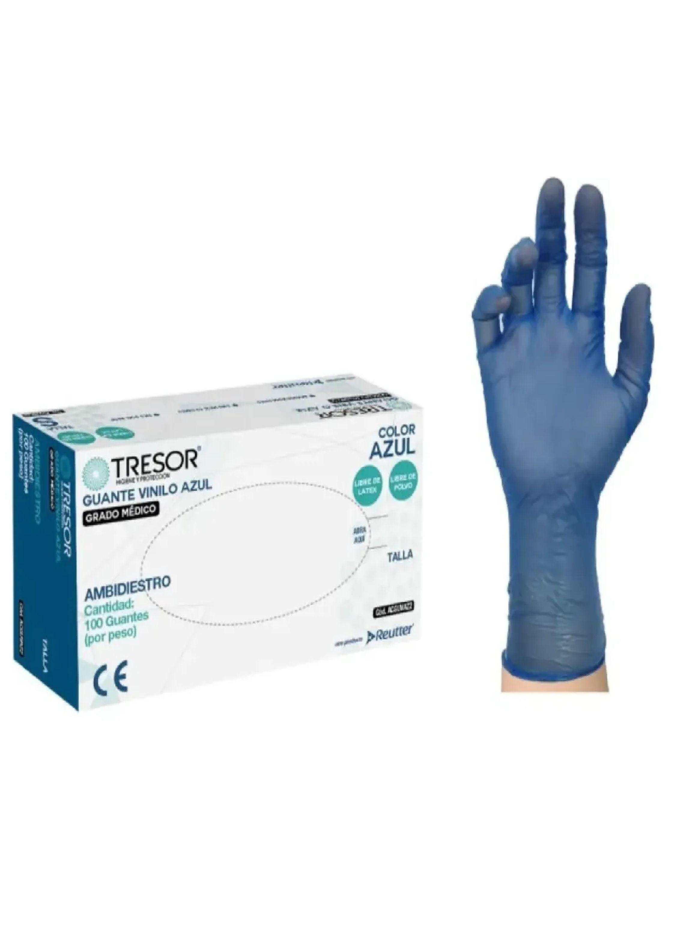Guante Vinilo Azul Tresor S Sin Polvo Pack X 1000 Unidades-3