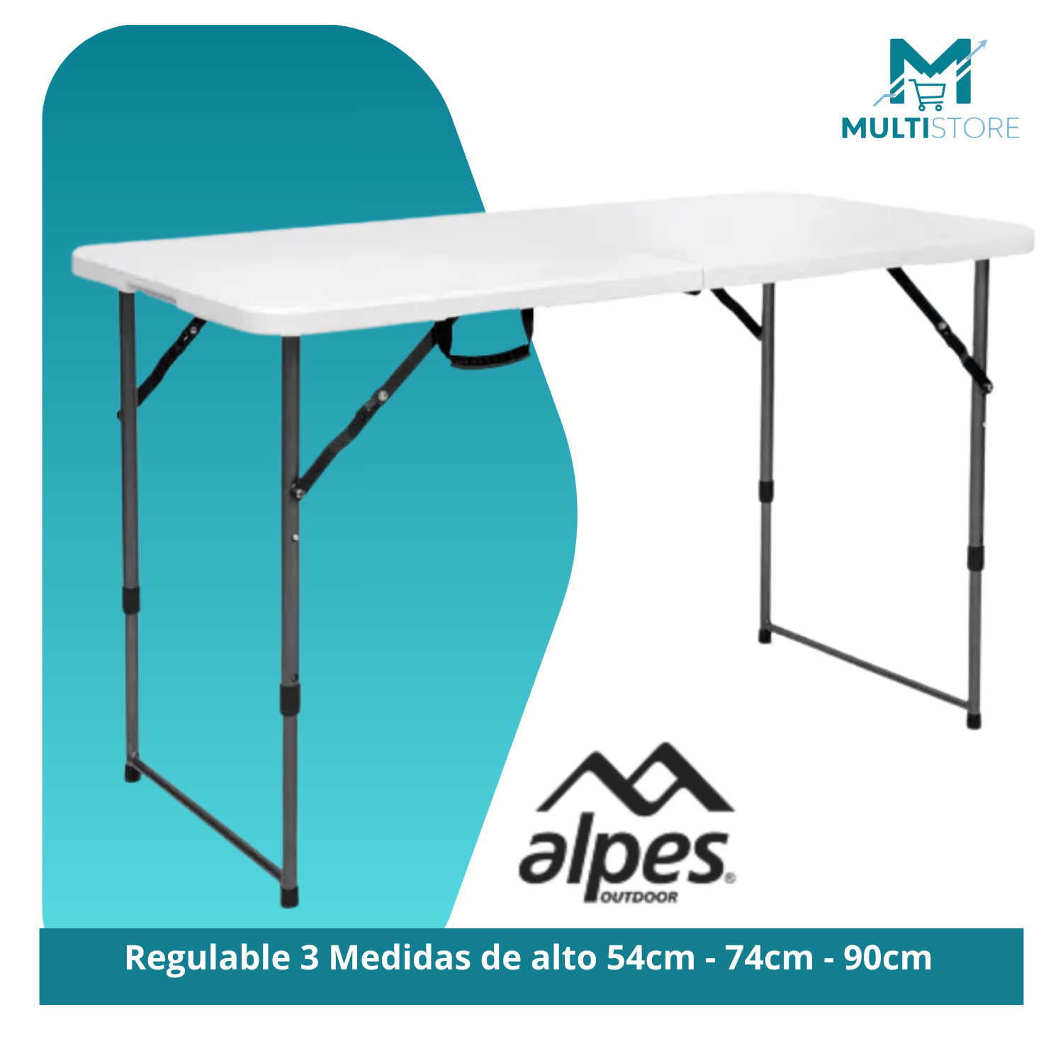 Mesa Plegable Rectangular 120cm Camping Blanca Marca Alpes Blanco-3
