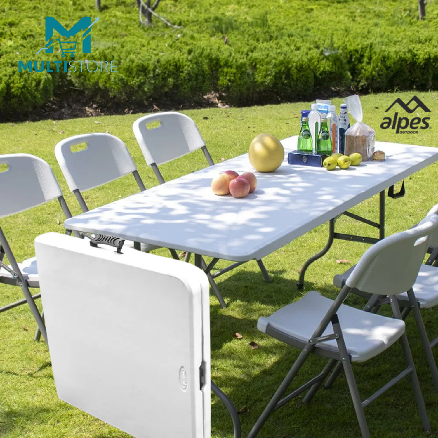 Mesa Plegable Rectangular 120cm Camping Blanca Marca Alpes Blanco-4