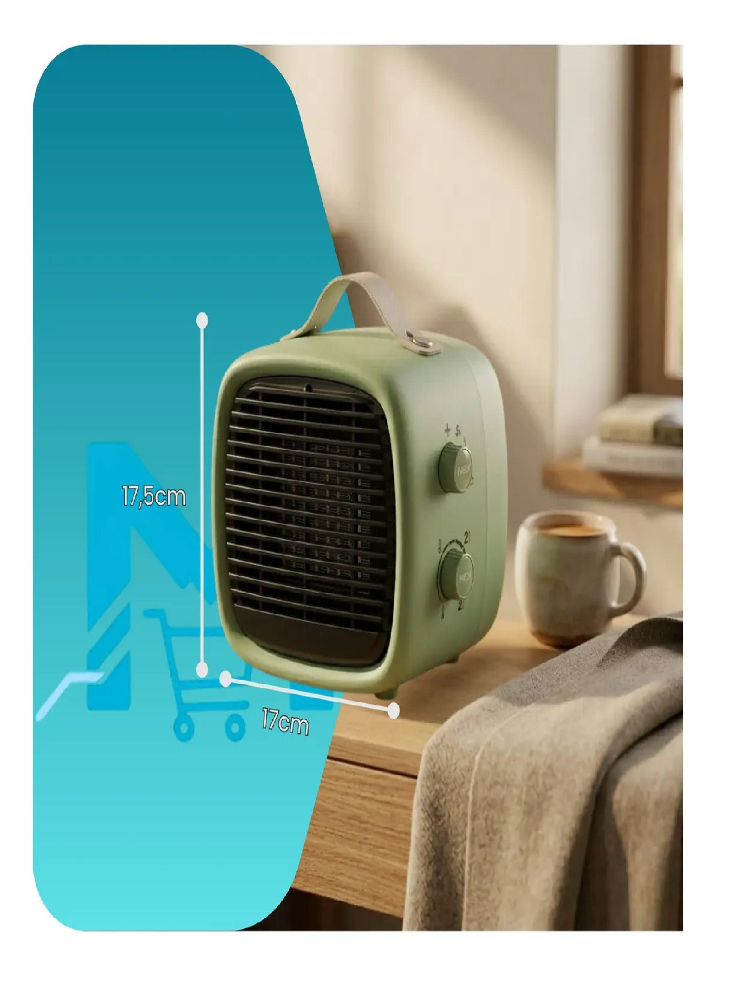 Calefactor Termoventilador Ceramico Nex Compacto Antivuelco Verde-3