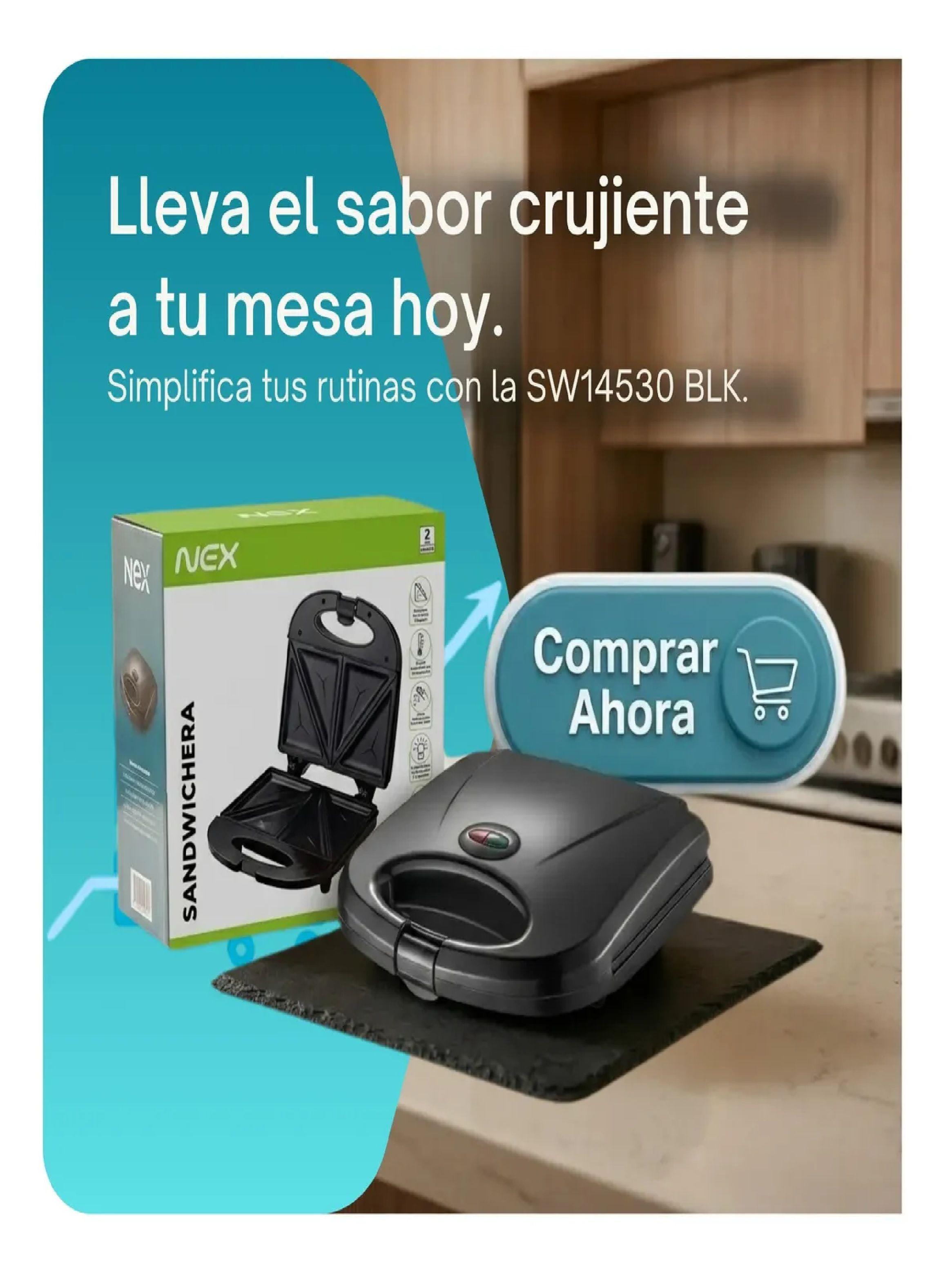 Sandwichera Electrica Nex Sw14530 Negro Tostador De Pan-3