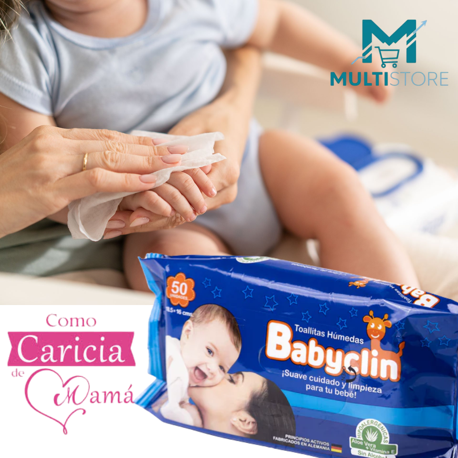 Toallitas Humedas Babyclin X50 Hipoalergenicas Con Aloe Vera-2