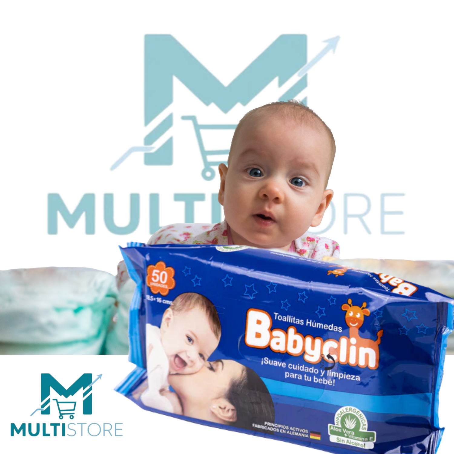 Toallitas Humedas Babyclin X50 Hipoalergenicas Con Aloe Vera-3