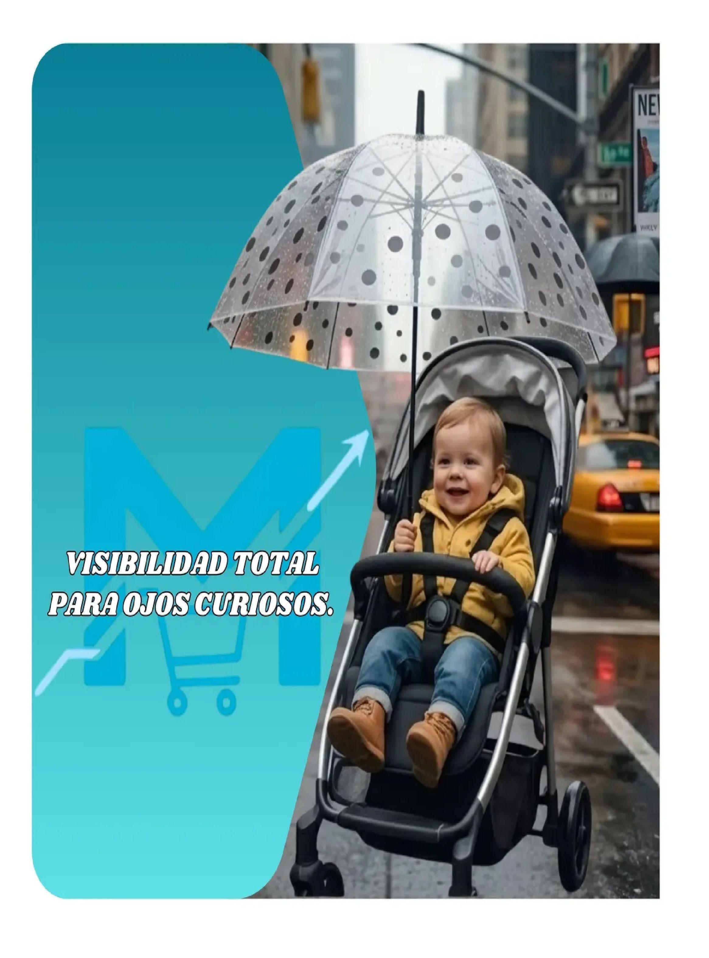 Paraguas Ni os Transparente Infantil Automatico De 90 Cm Negro-2
