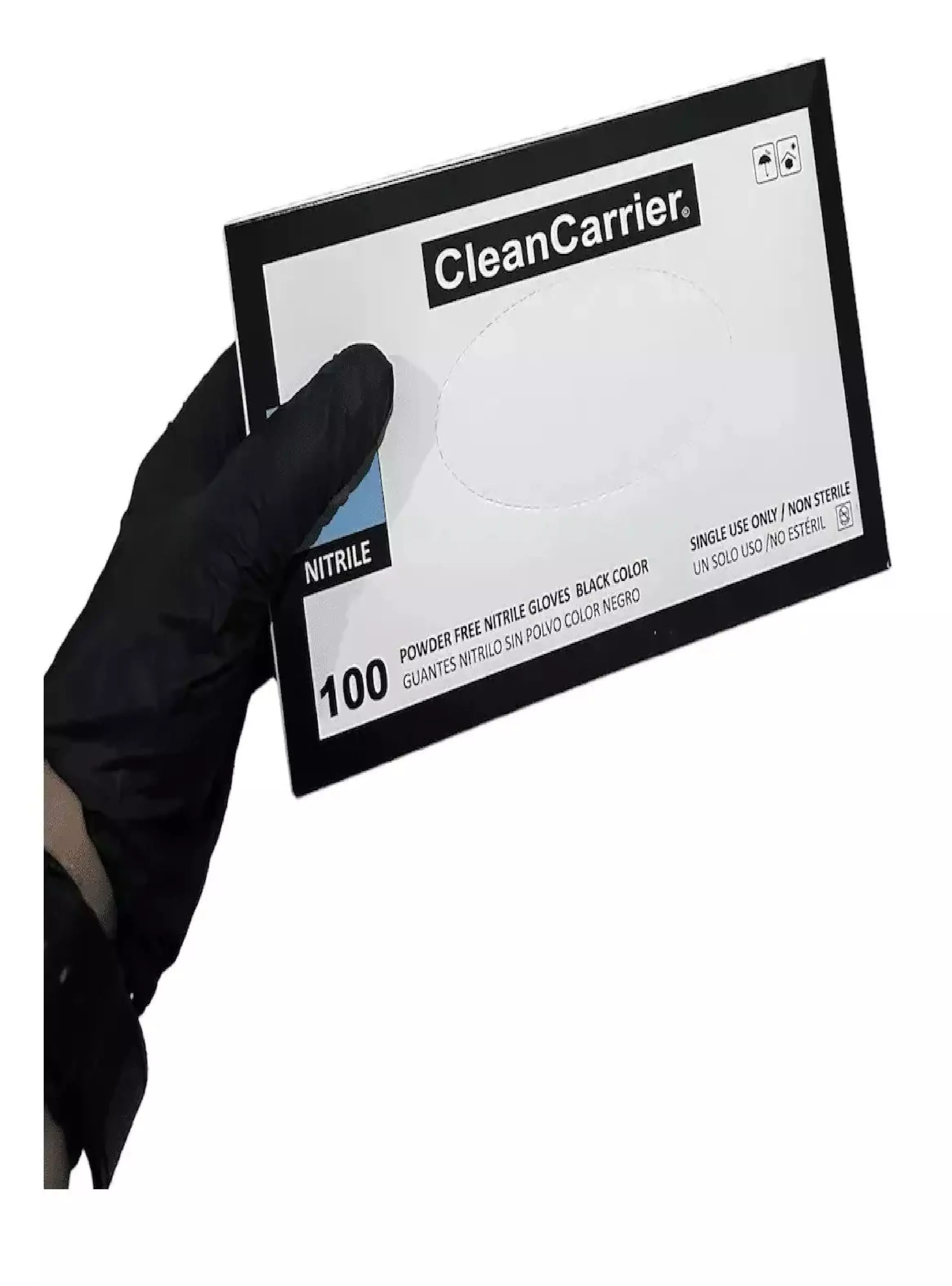 Guantes Nitrilo Negro Talla M Cleancarrier Sin polvo 100 Unid-2