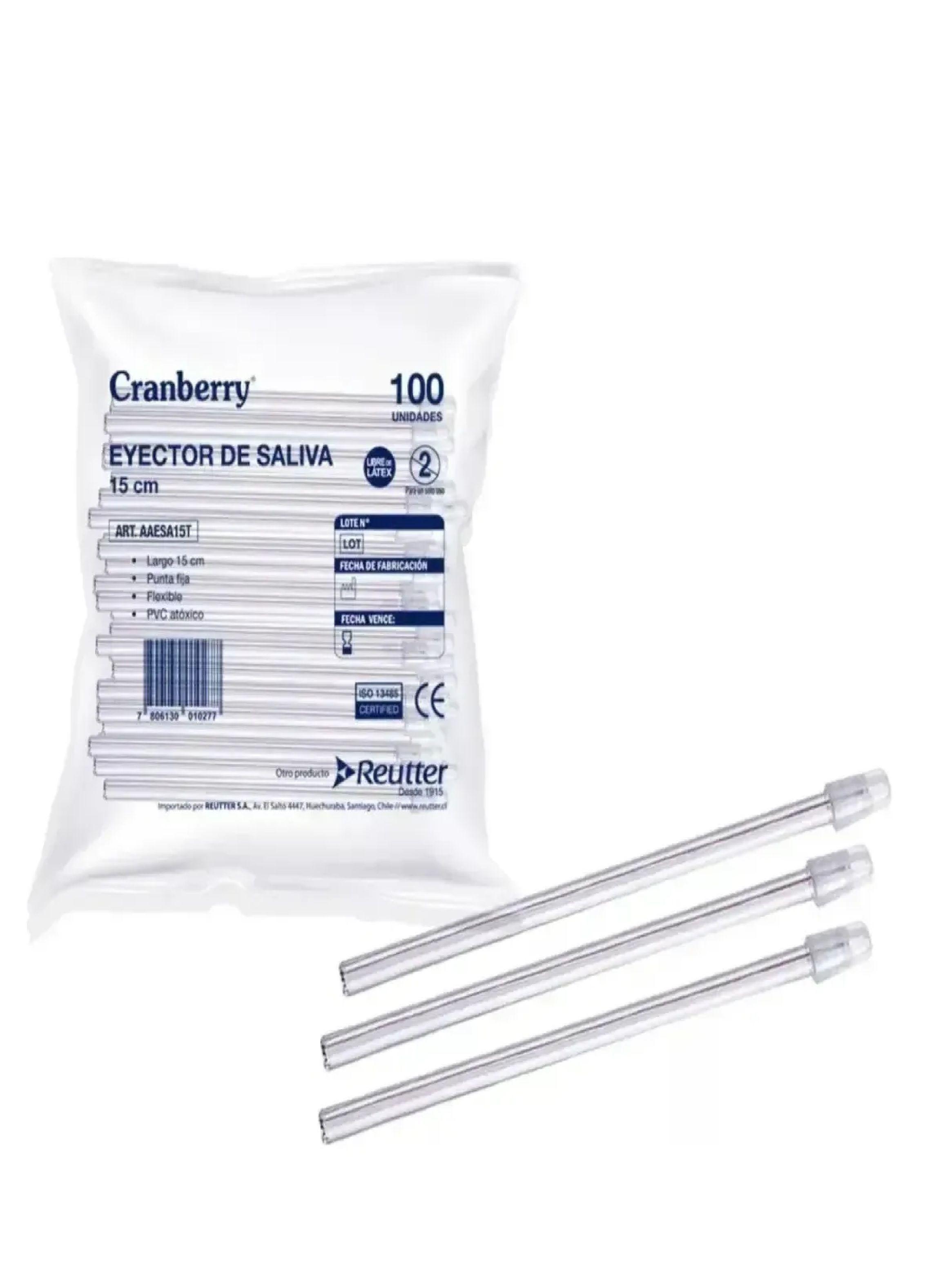 Eyector De Saliva Cranberry 15cm Transparente Bolsa 100 Un-0