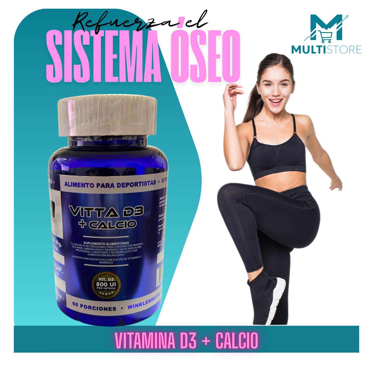 Vitamina D3 + Calcio Winkler W1 60 Capsulas Huesos Neutro-2
