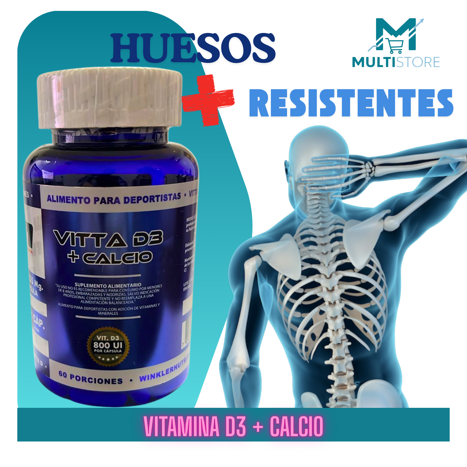 Vitamina D3 + Calcio Winkler W1 60 Capsulas Huesos Neutro-4