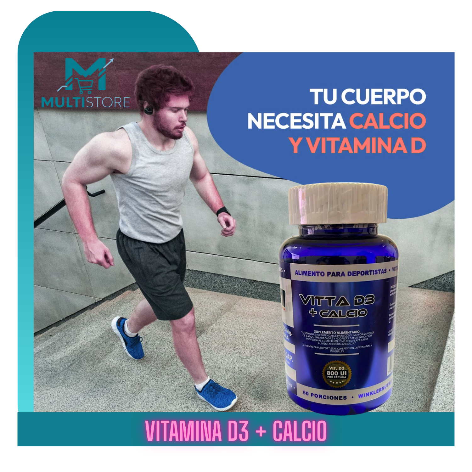 Vitamina D3 + Calcio Winkler W1 60 Capsulas Huesos Neutro-5