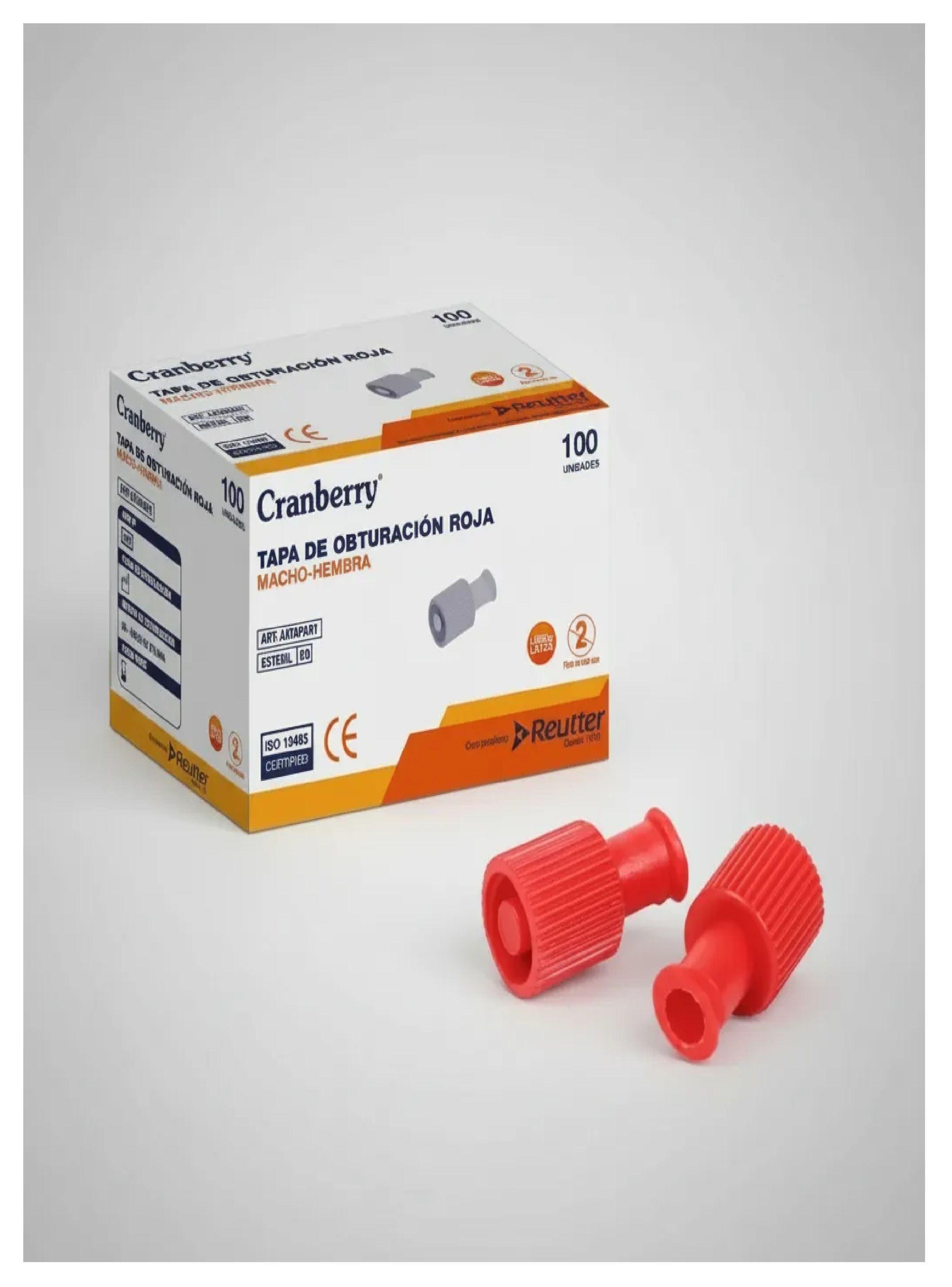 Tapa Obturacion Roja Macho hembra Cranberry Caja X100 Unid-5