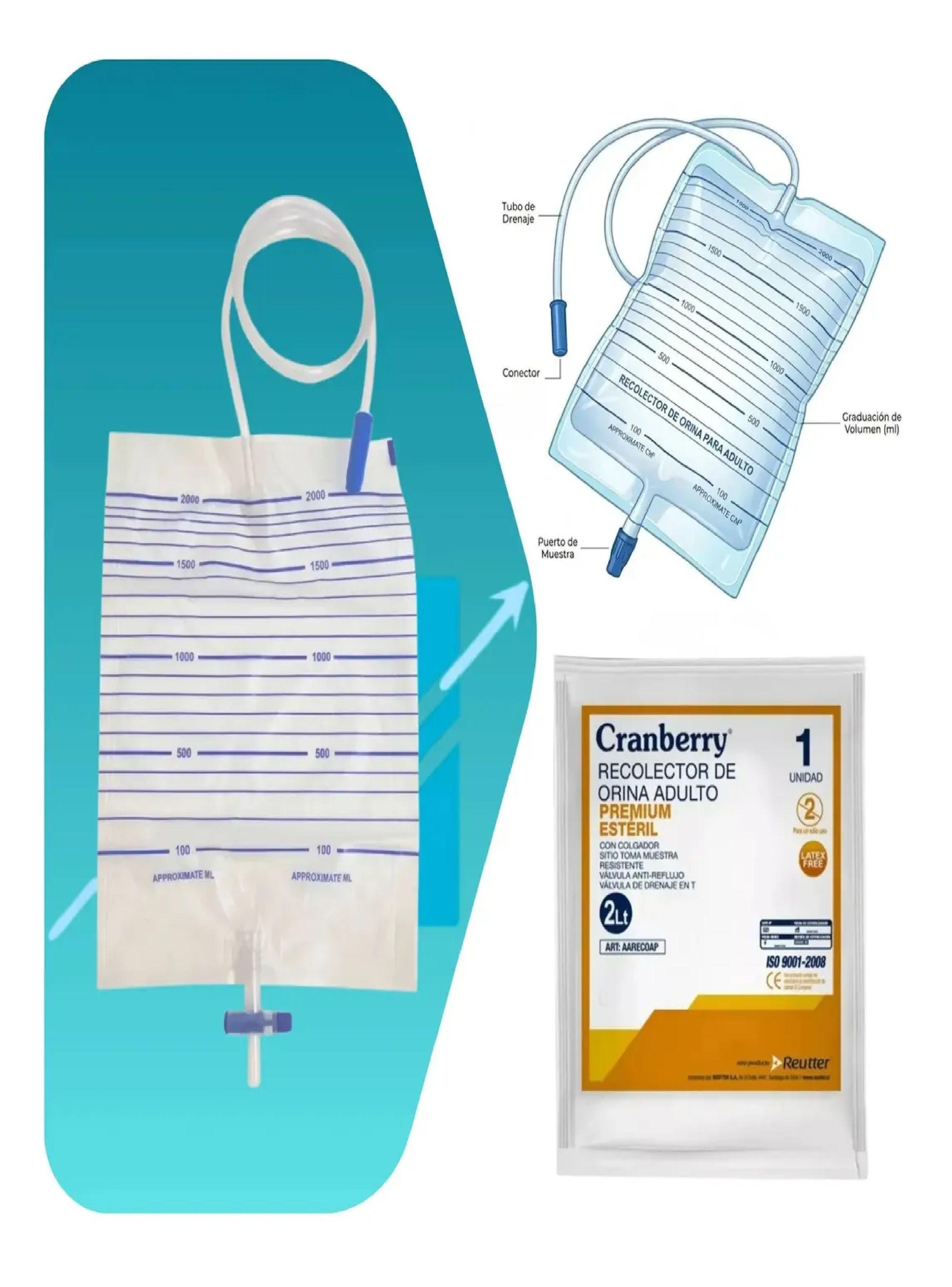 Pack 10 Recolector De Orina Adulto Cranberry Circuito Cerrad-3