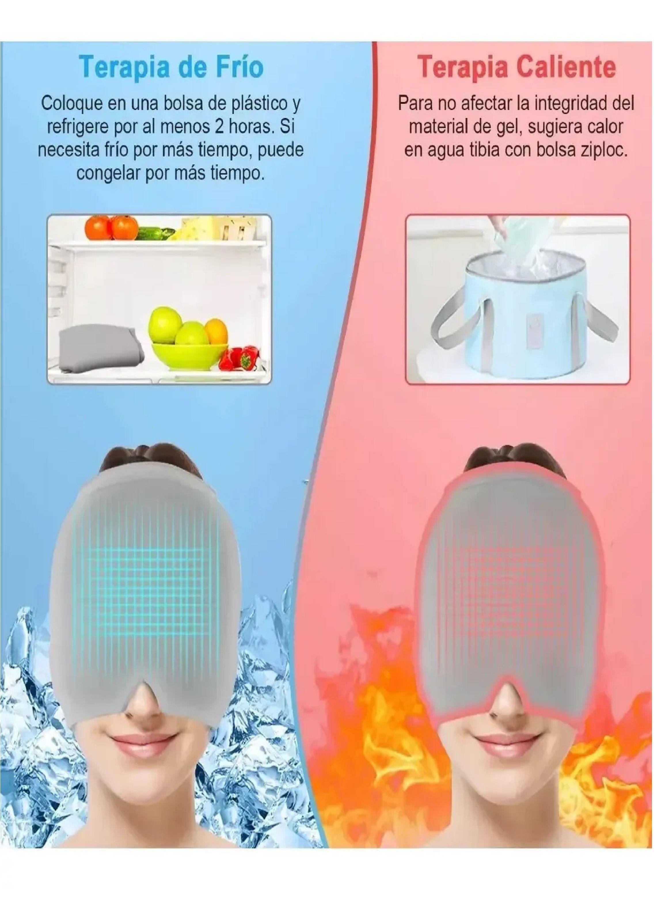Gorro De Gel Alivio De Migraña Terapia De Frio Color Celeste-3