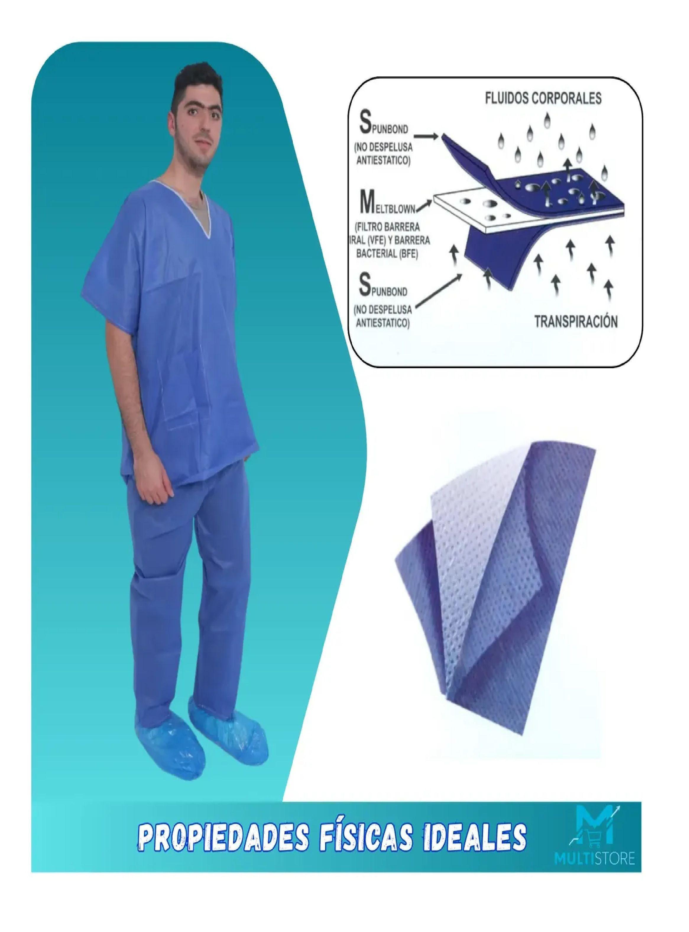 Traje Medico Desechable Ambo Sms Polera Pantalon talla L-3
