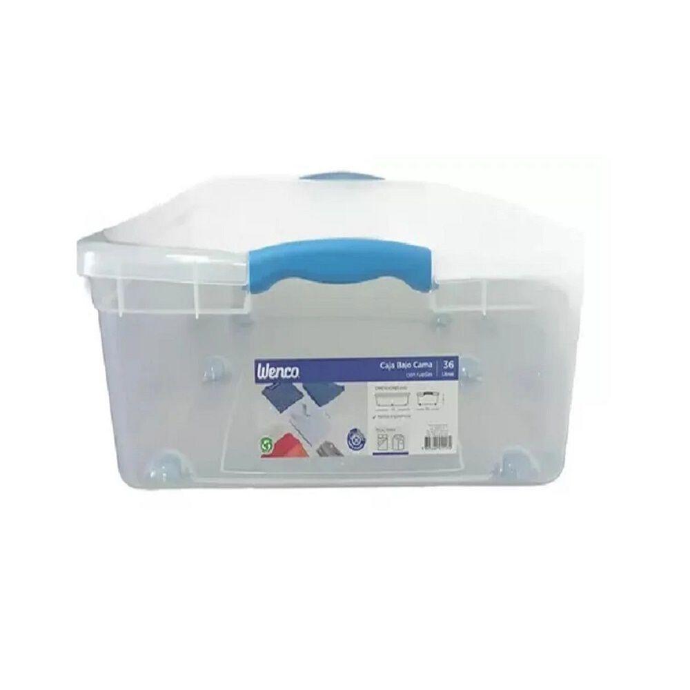 Caja Organizadora Bajo Cama 36 Litros Con Ruedas Wenco Transparente Lisa-6