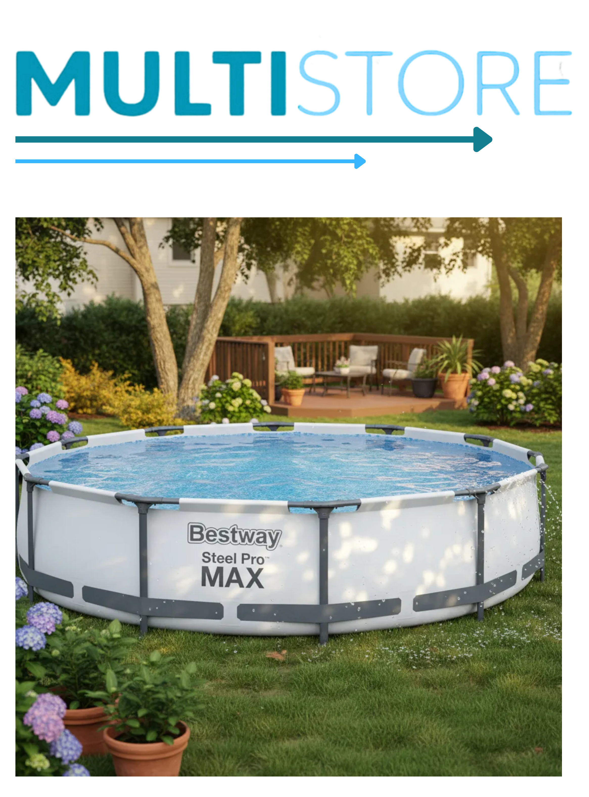 Alberca Estructural Redonda Bestway 56416 Con Capacidad De 6 Gris Piedra Prismática-2