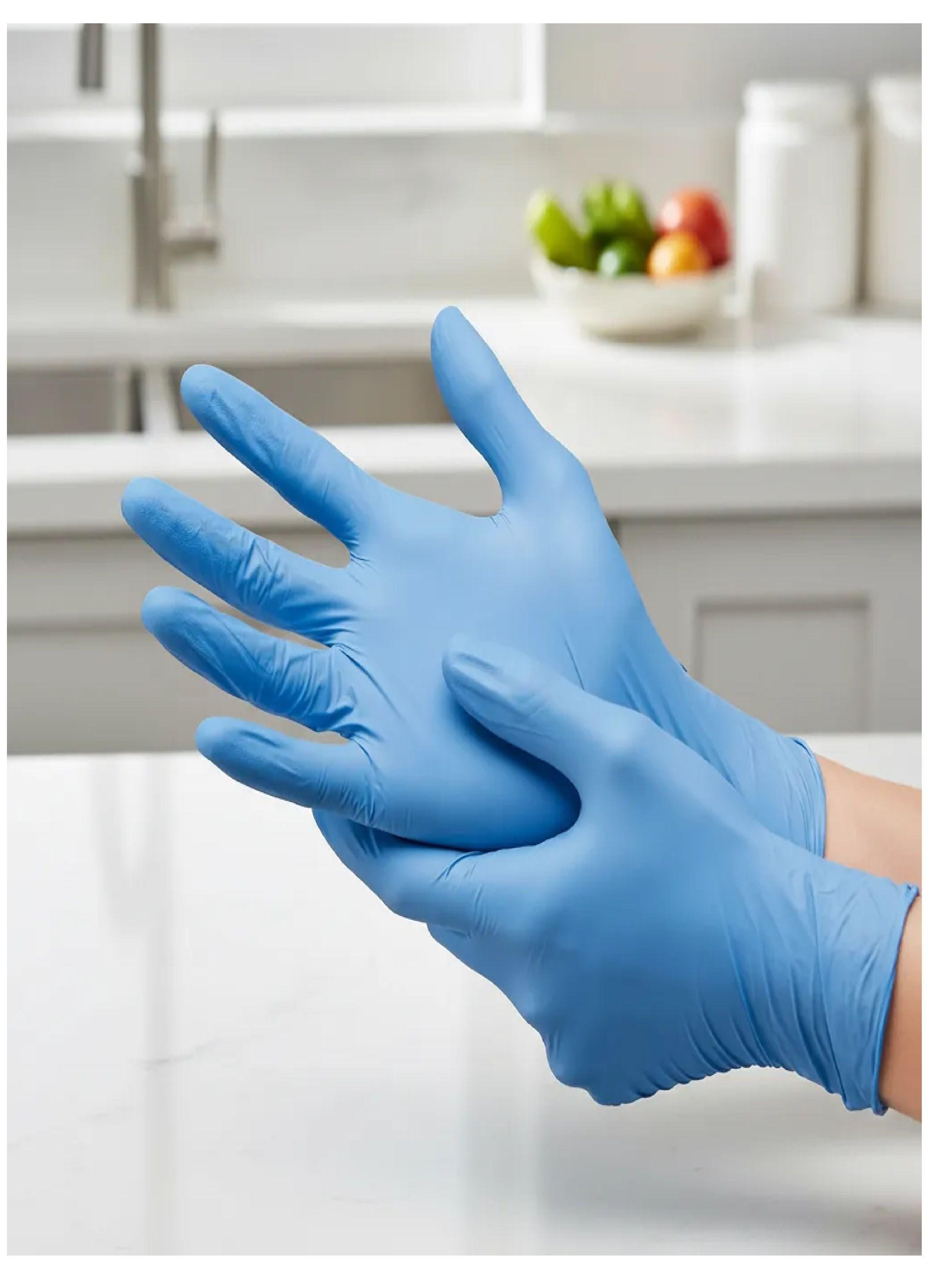 Guantes Nitrilo Descartables Azul Talla L 100 Unidades-3