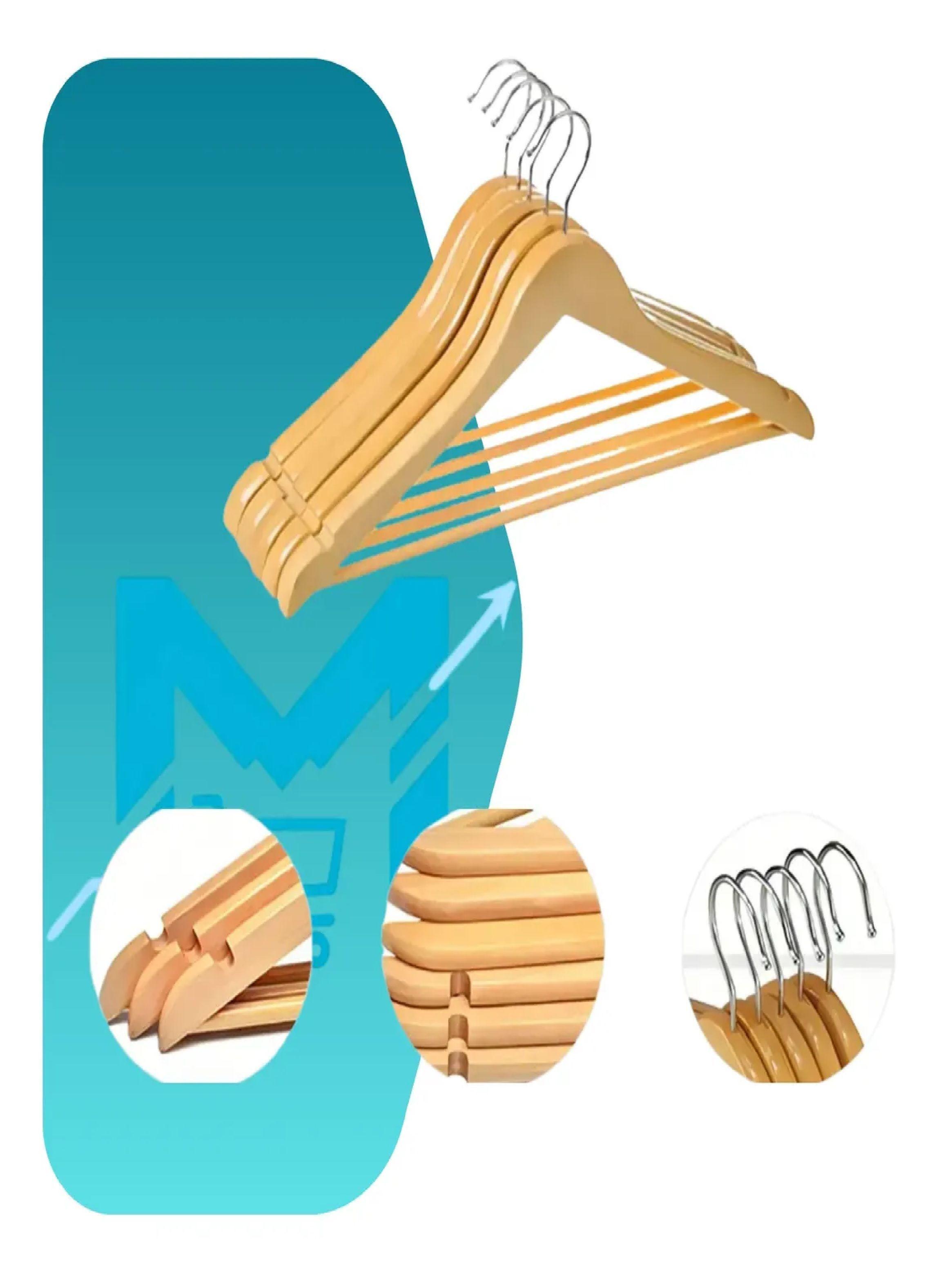 Pack X4 Set 8 Colgadores De Madera 32 Uni Ganchos Perchas-4