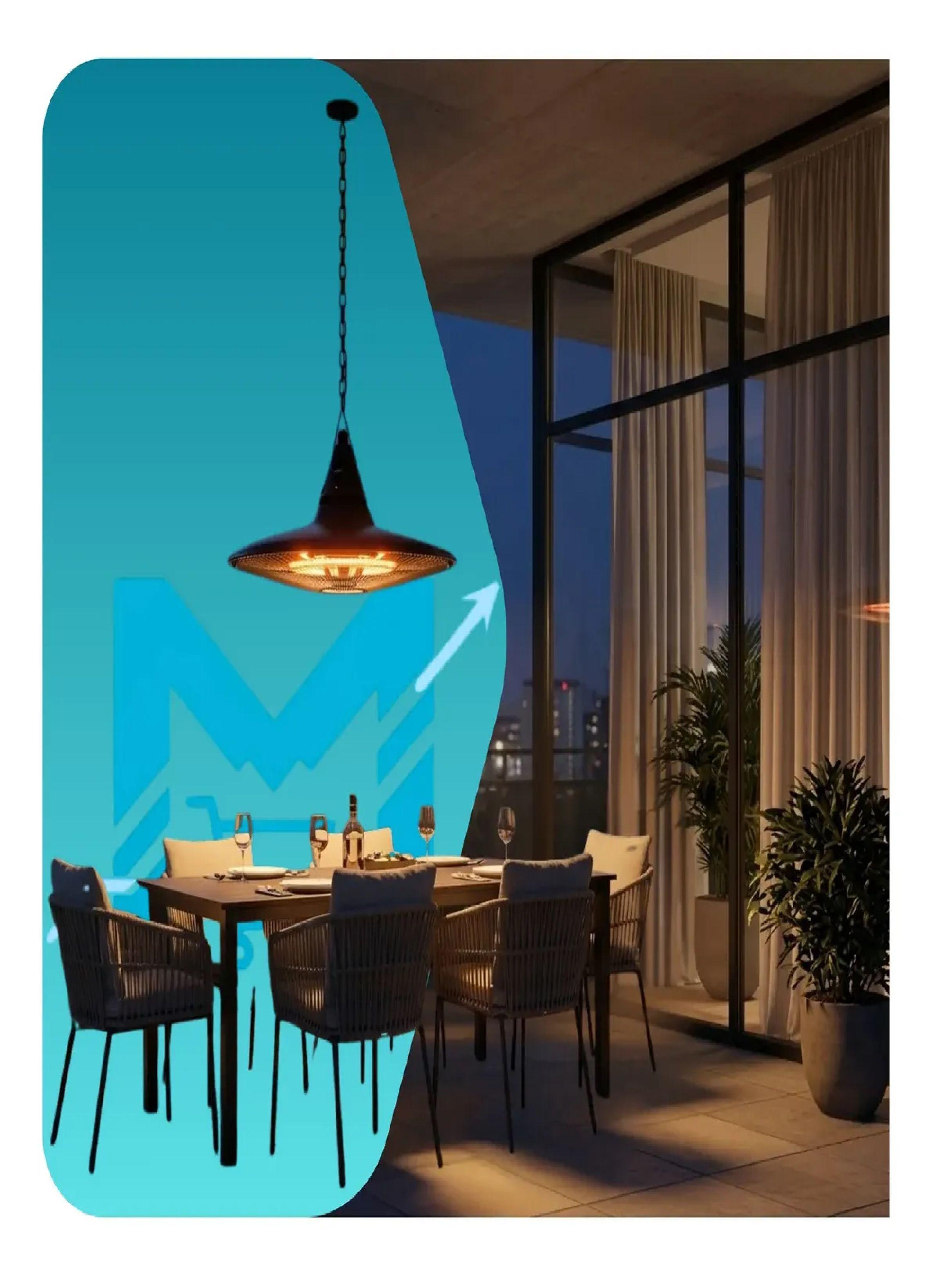 Estufa Terraza Colgante Nex 1300w Exterior Ip65 Control Remo-5
