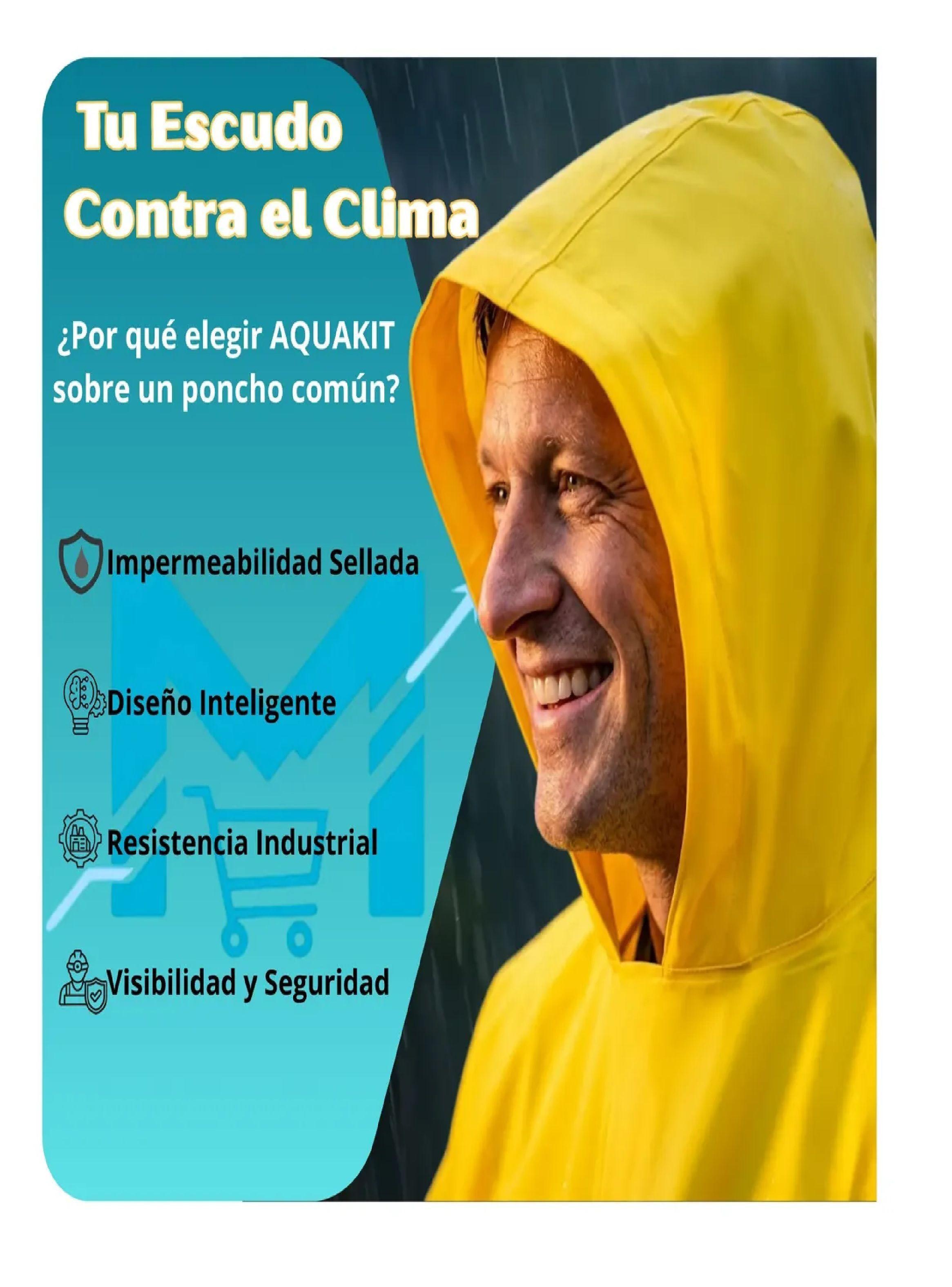 Poncho Impermeable Aquakit Capa Para Lluvia Reutilizable-2