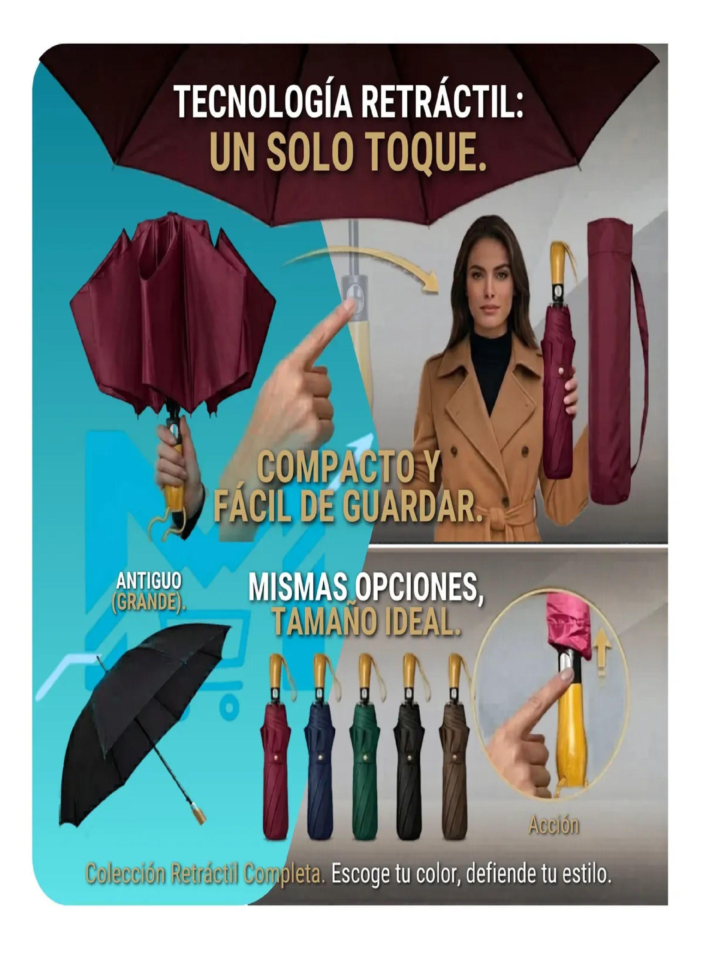 Paraguas Plegable Autom tico 120cm Reforzado Funda Premium Bordo-1