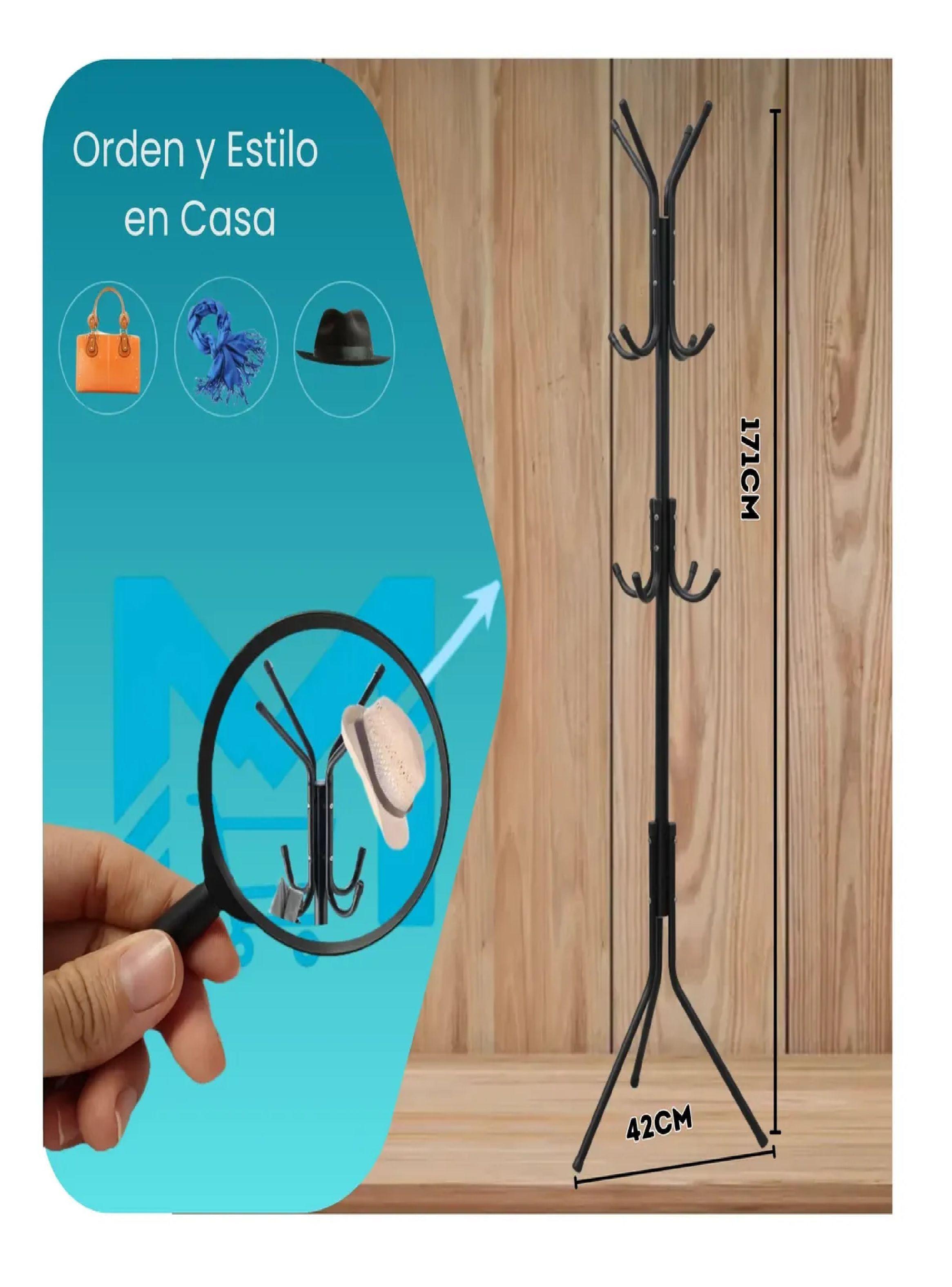 Perchero Met lico 12 Ganchos 171cm Colgador Negro 3 Niveles-2