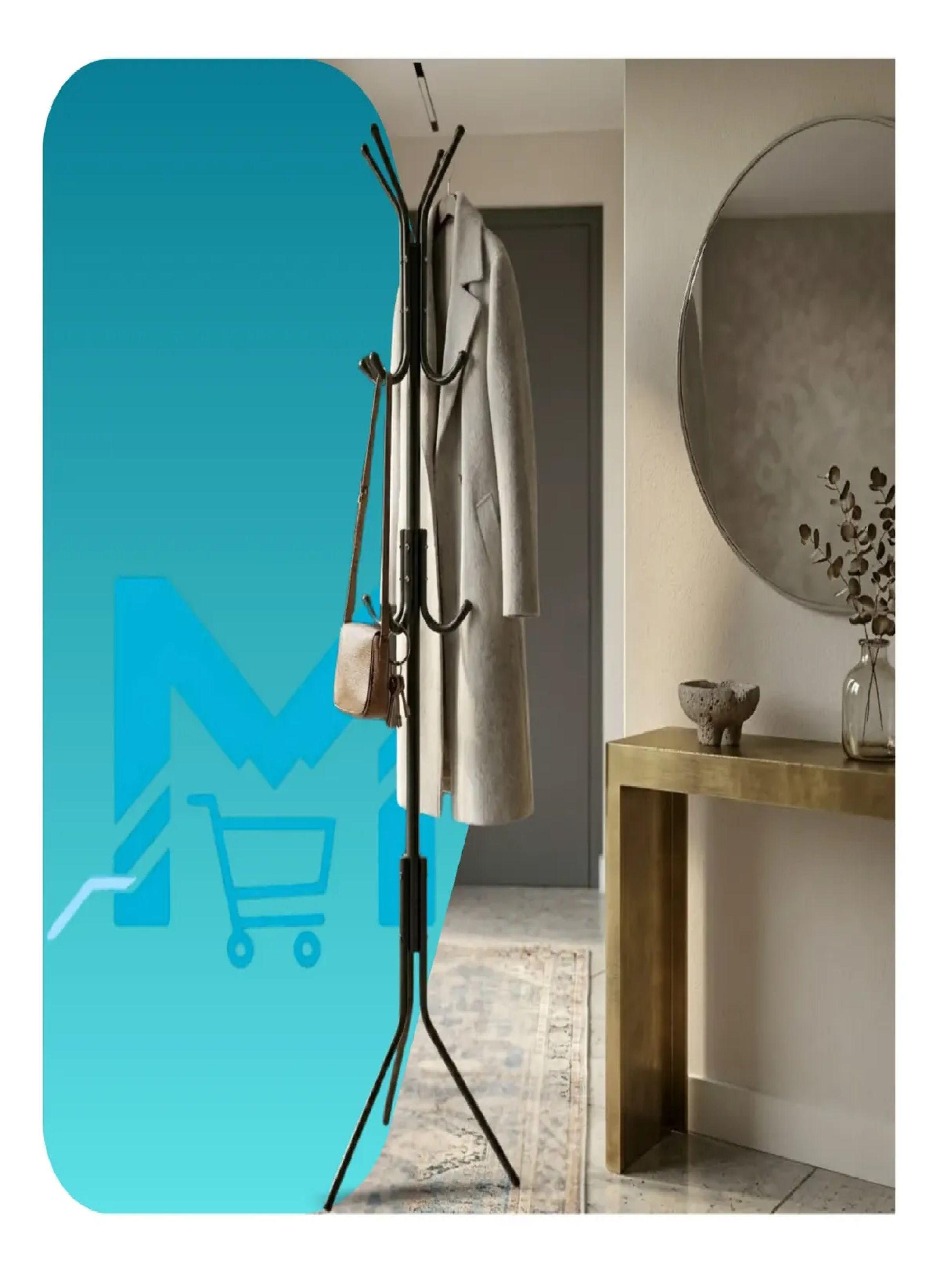 Perchero Met lico 12 Ganchos 171cm Colgador Negro 3 Niveles-3