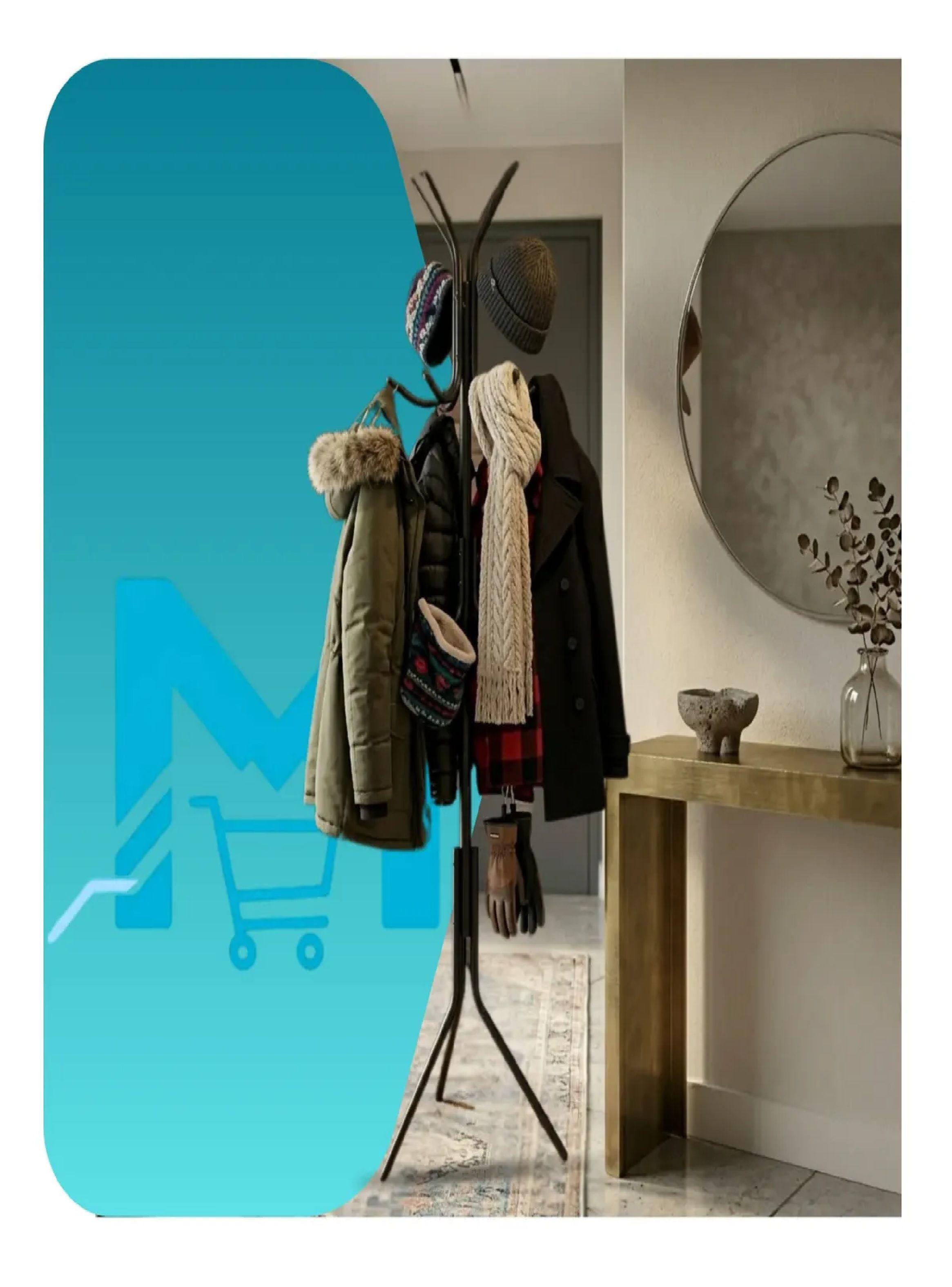 Perchero Met lico 12 Ganchos 171cm Colgador Negro 3 Niveles-5