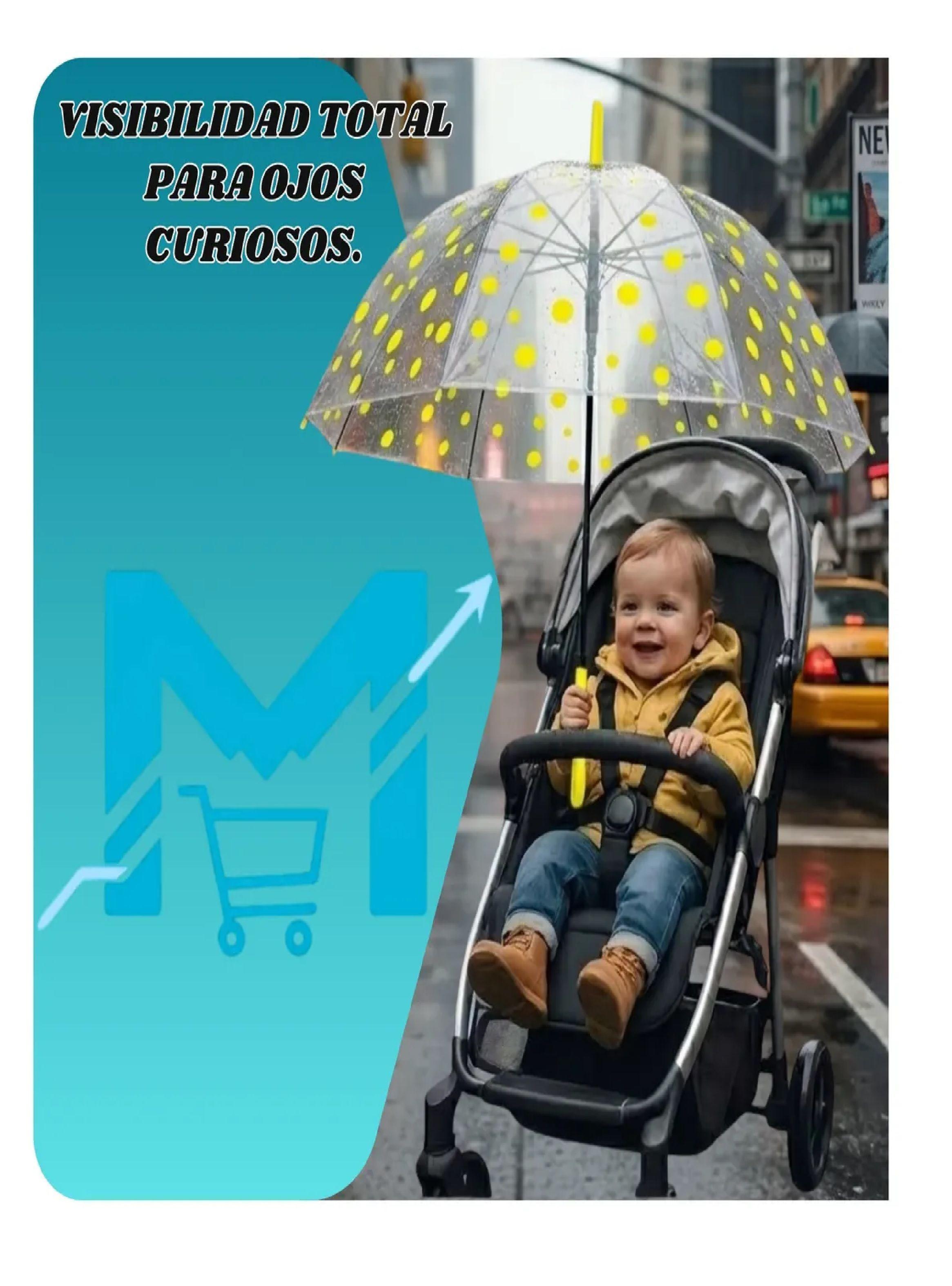 Paraguas Niños Transparente Infantil Automatico De 90 Cm Amarillo-4